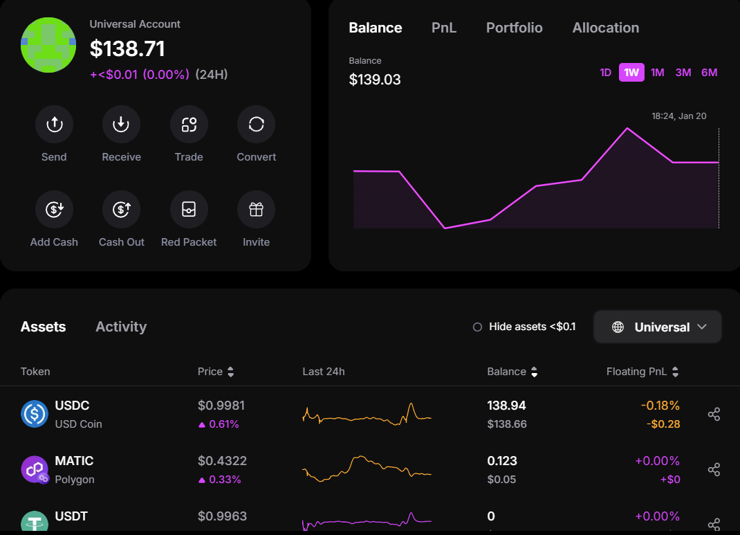 chain abstraction wallet unified balance interface screenshot