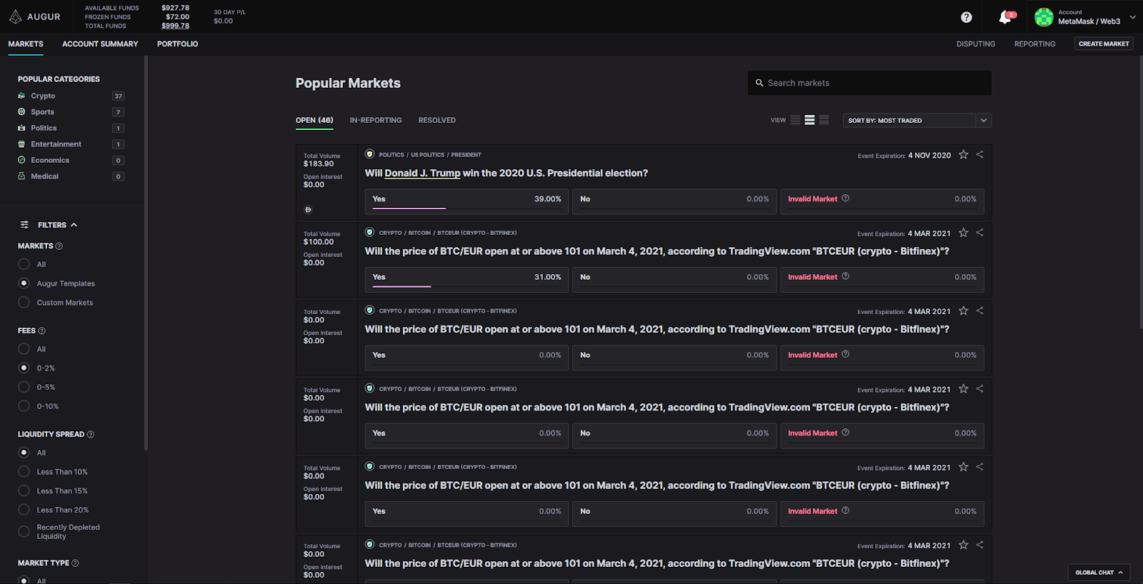 Augur decentralized prediction market sports betting