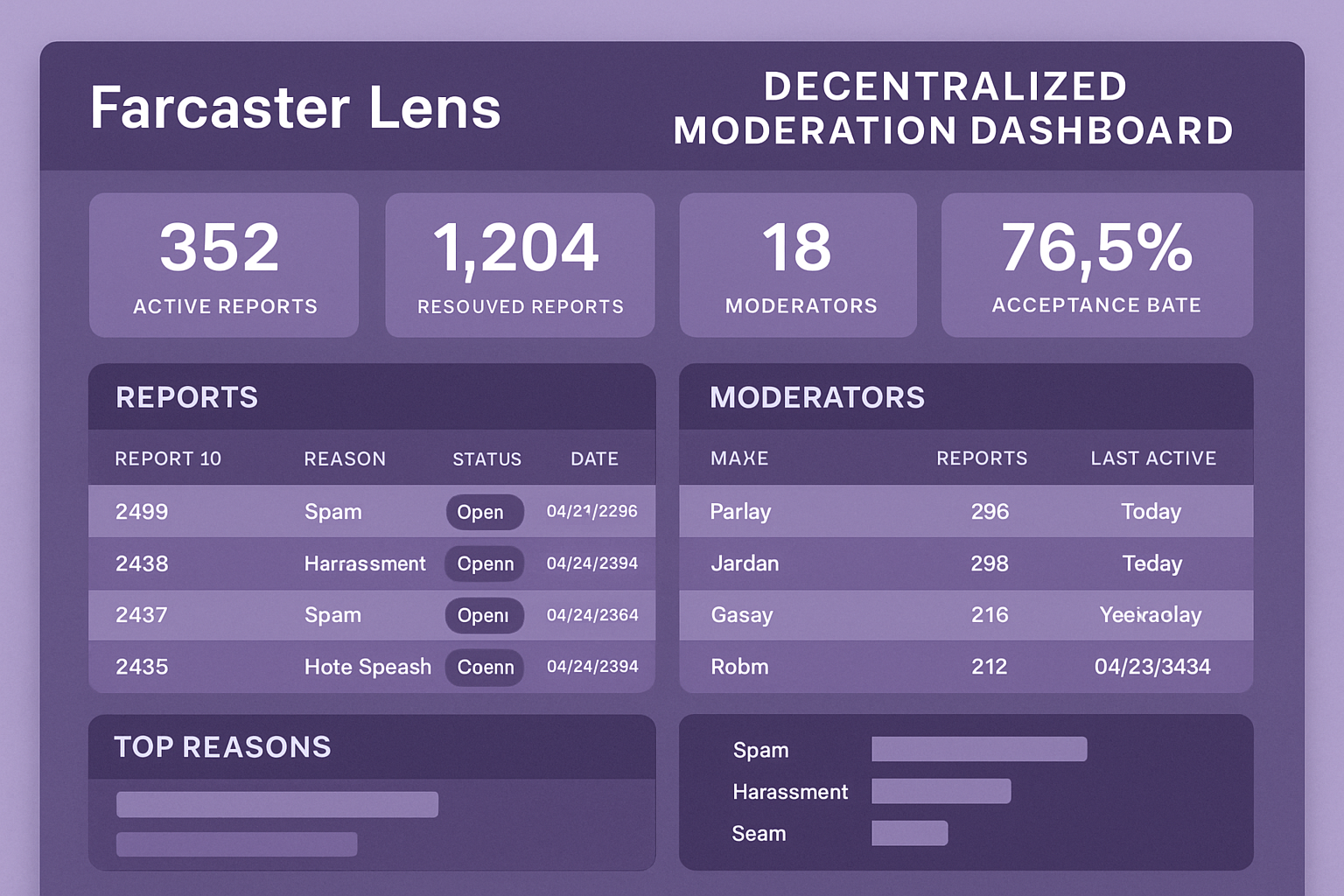 Decentralized moderation dashboard for Farcaster Lens