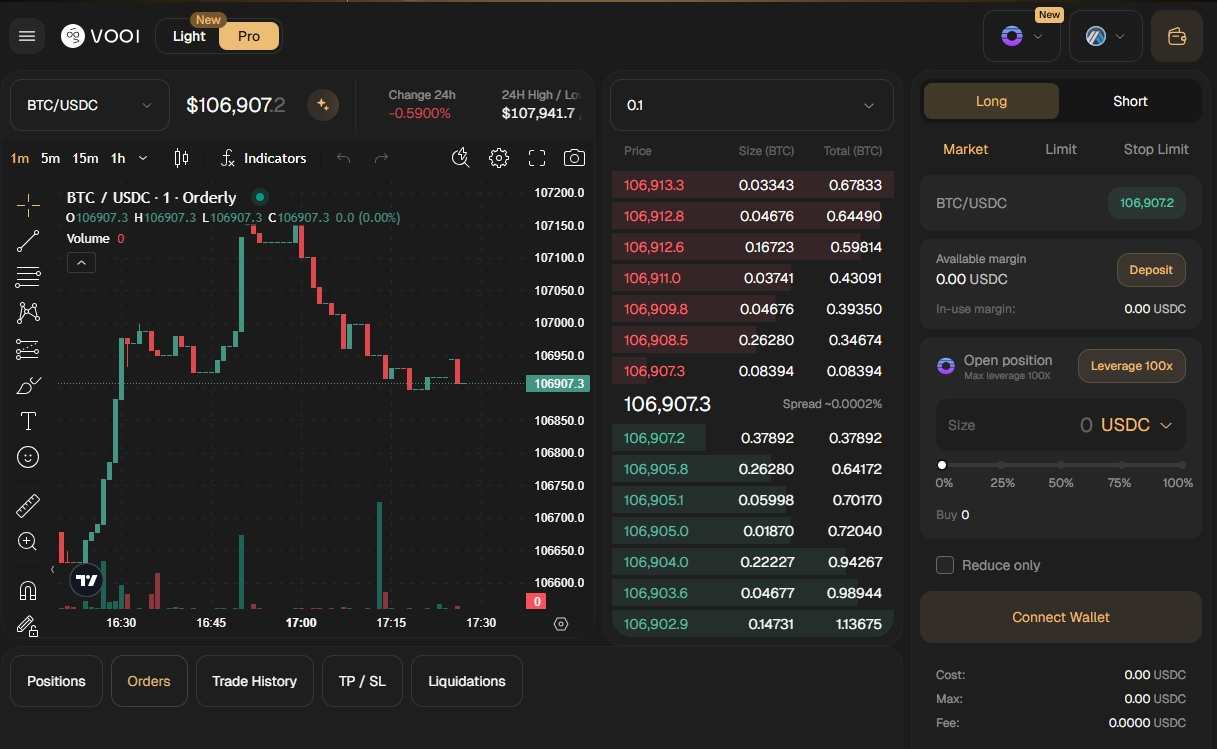 Vooi V2 DeFi app Base blockchain interface