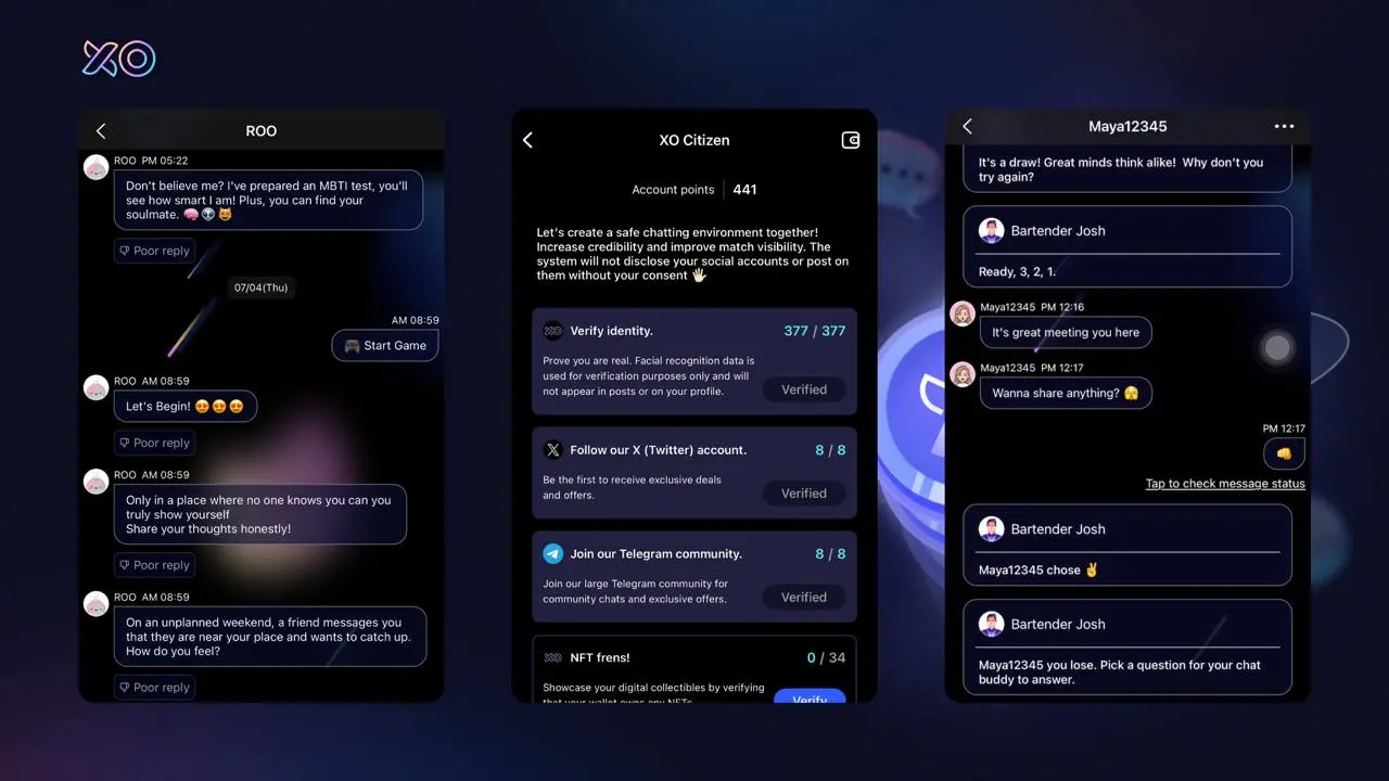 SocialFi app end-to-end encrypted chat screenshot