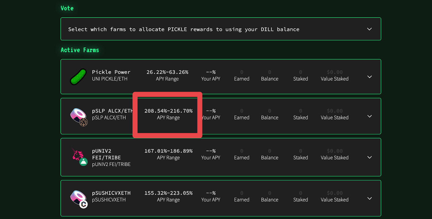 DeFi staking APY graph