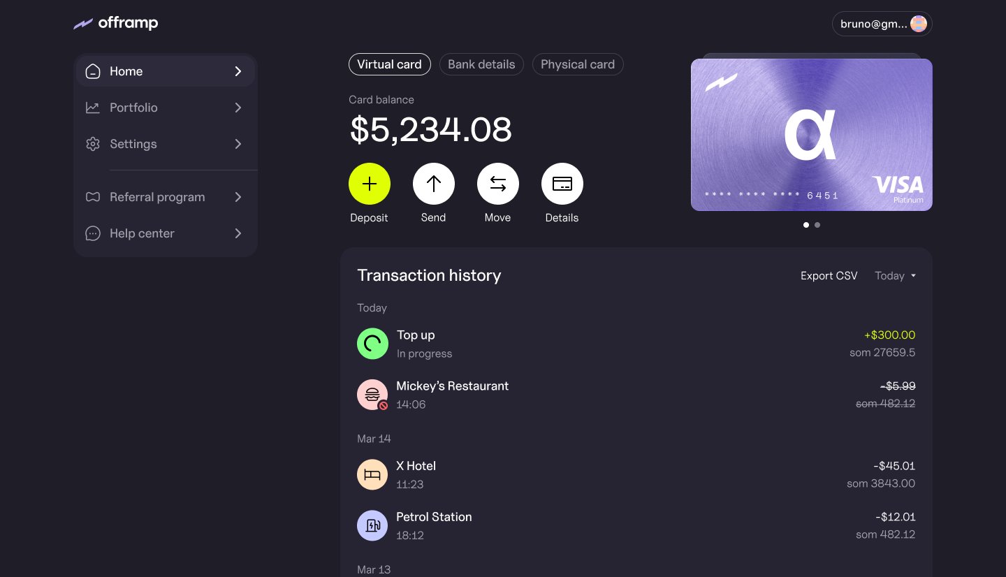 Offramp.xyz stablecoin debit card