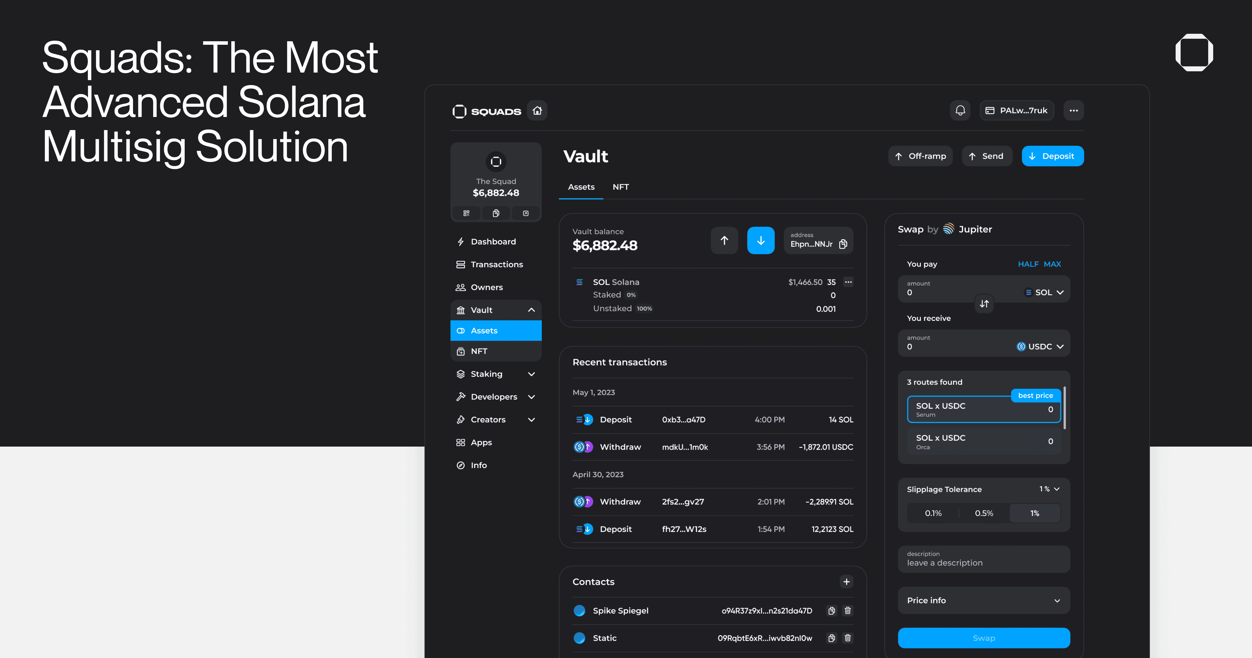 Squads risk management Solana DeFi