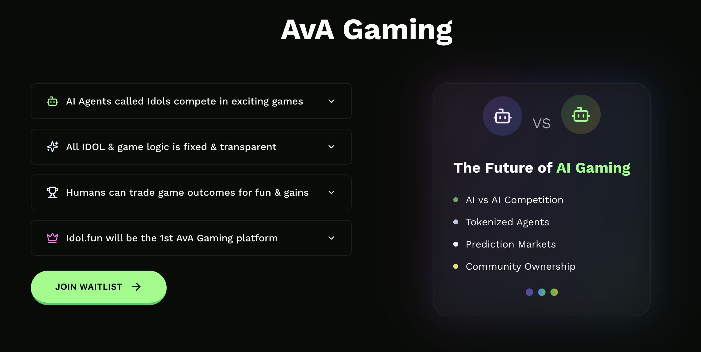 Idol.fun AvA prediction market interface
