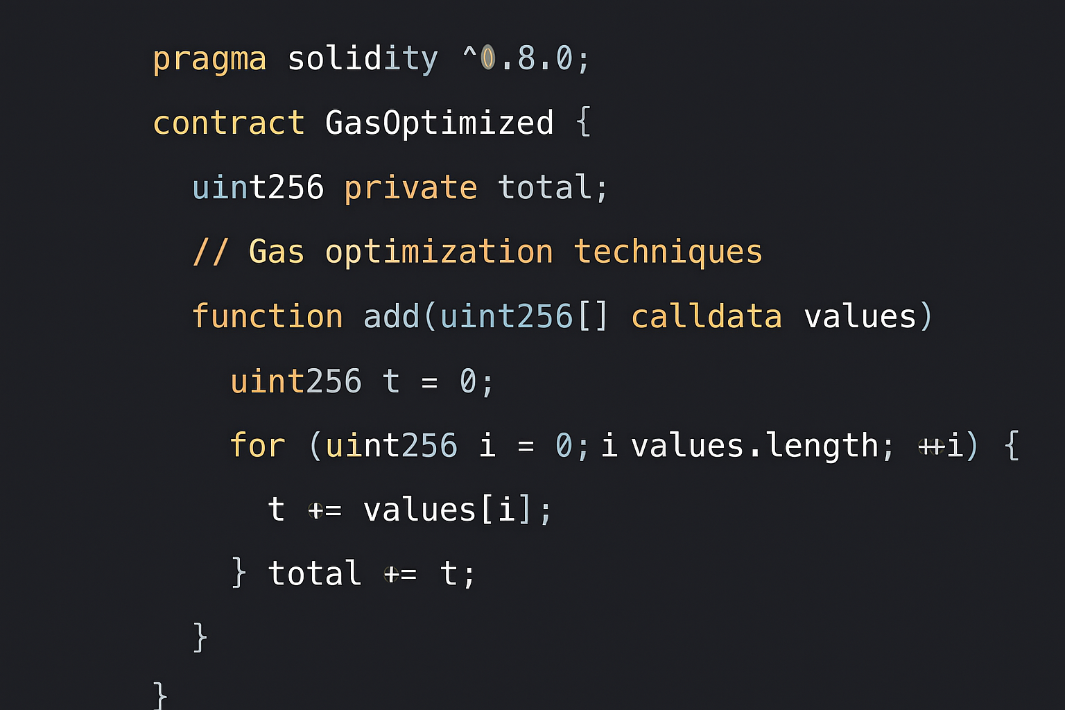Ethereum gas optimization smart contract