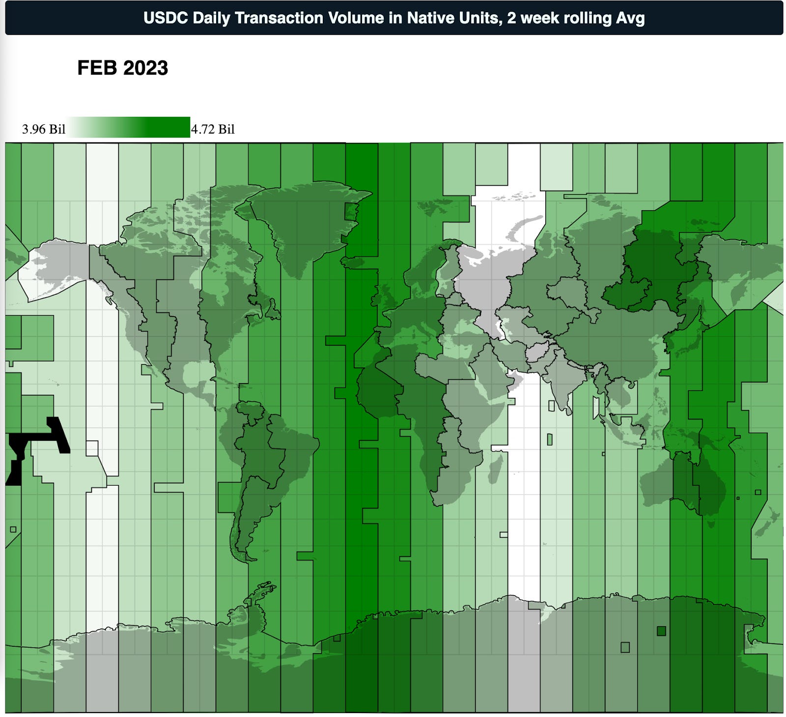 global map USDC payments
