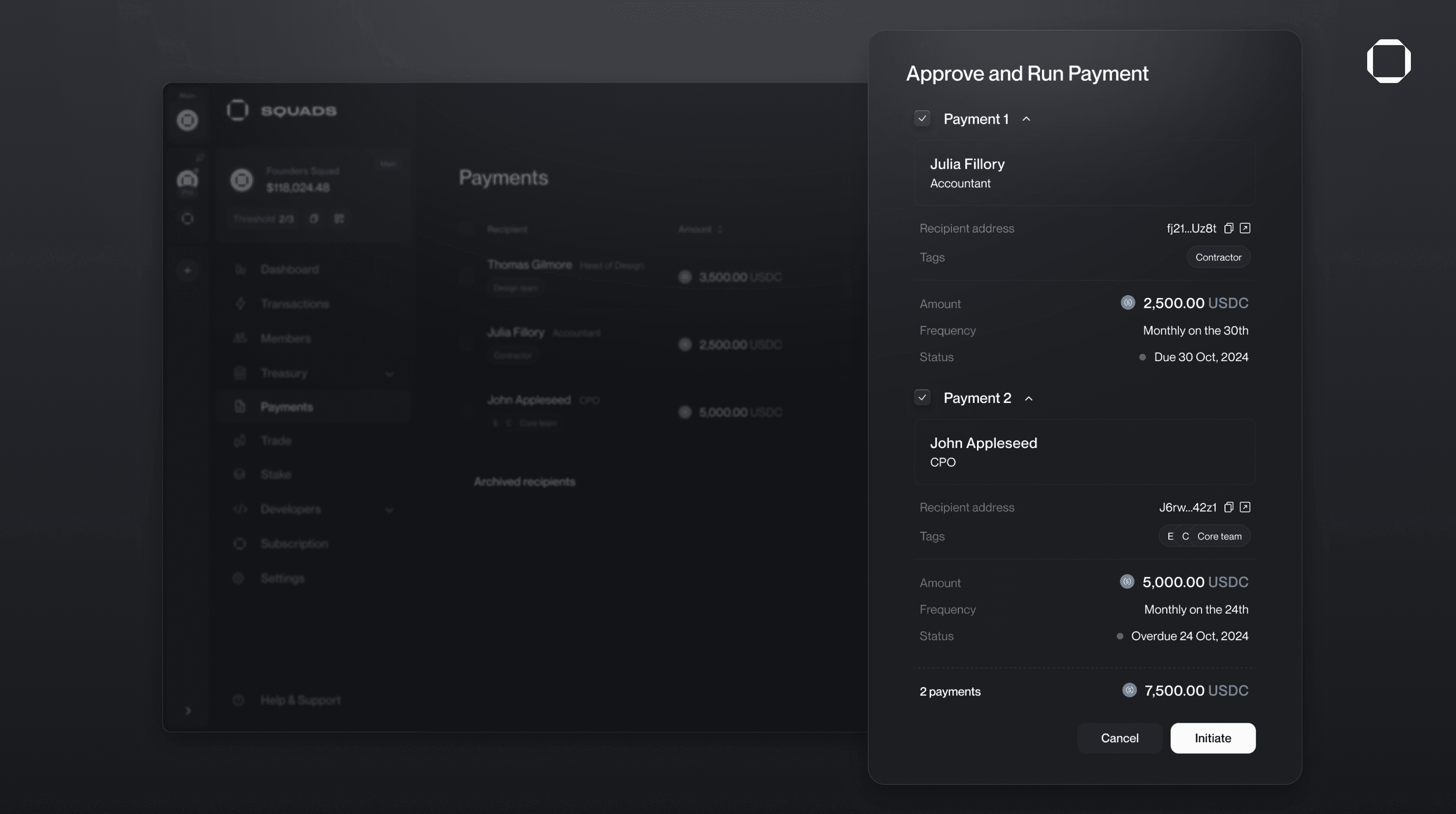 Crossmint Onchain Subscriptions dashboard
