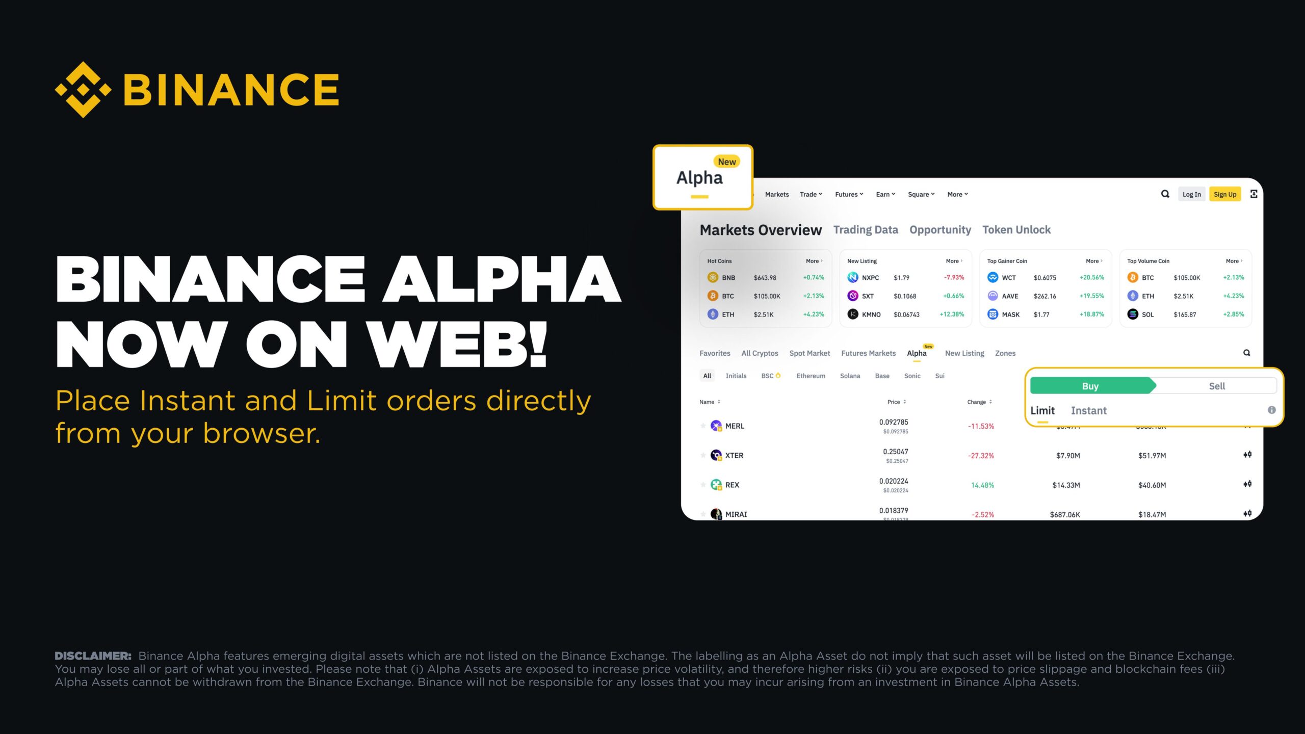 Binance Alpha Events page screenshot
