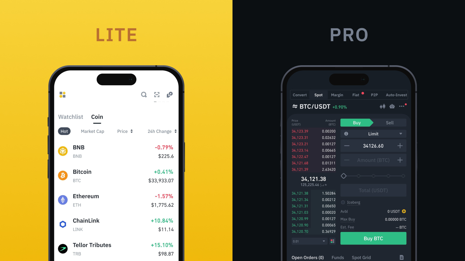 Binance Wallet built-in trading interface screenshot