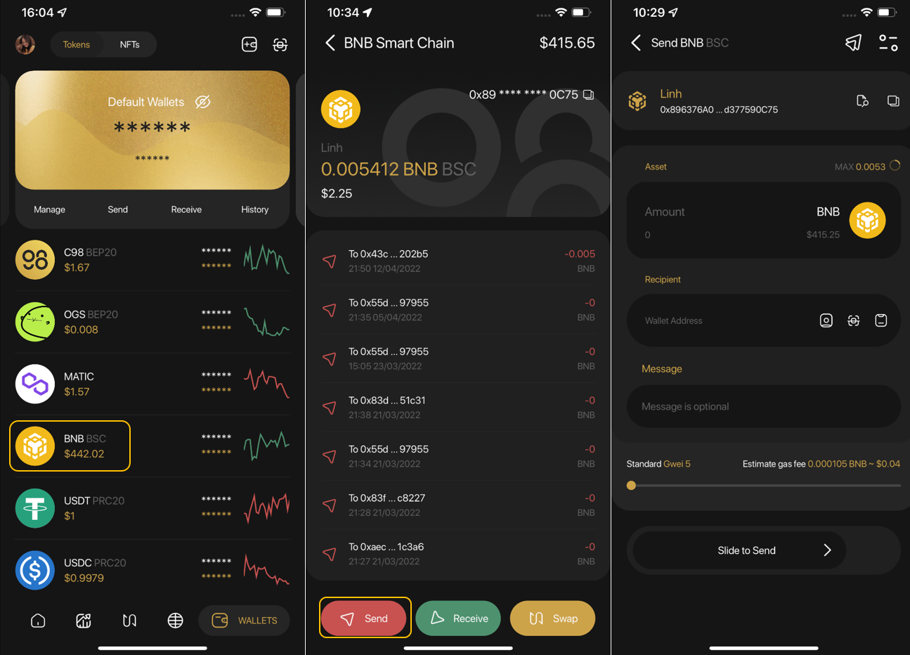 Binance Wallet Web Beta interface with Binance Smart Chain