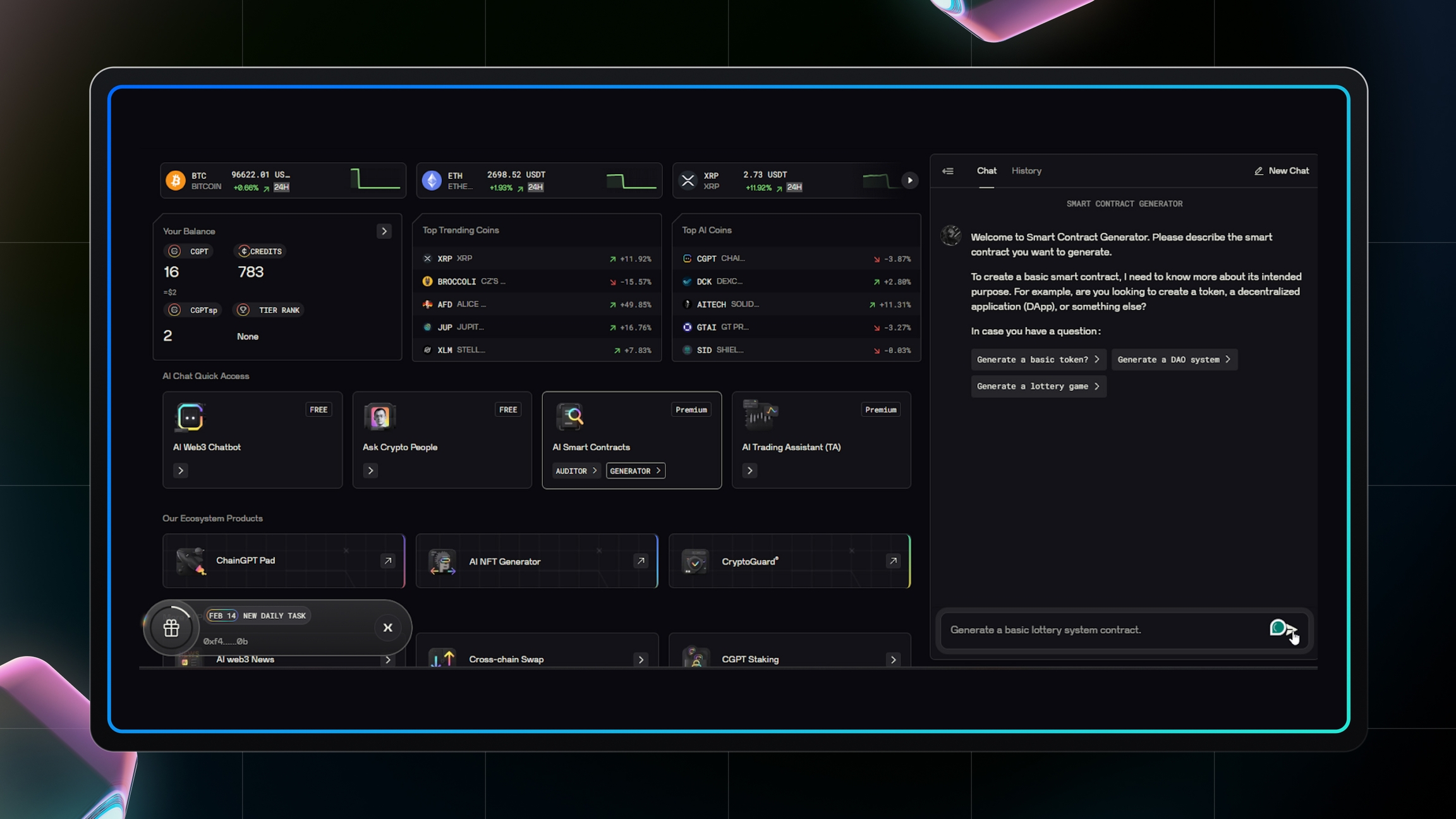 blockchain smart contract code for SaaS proration
