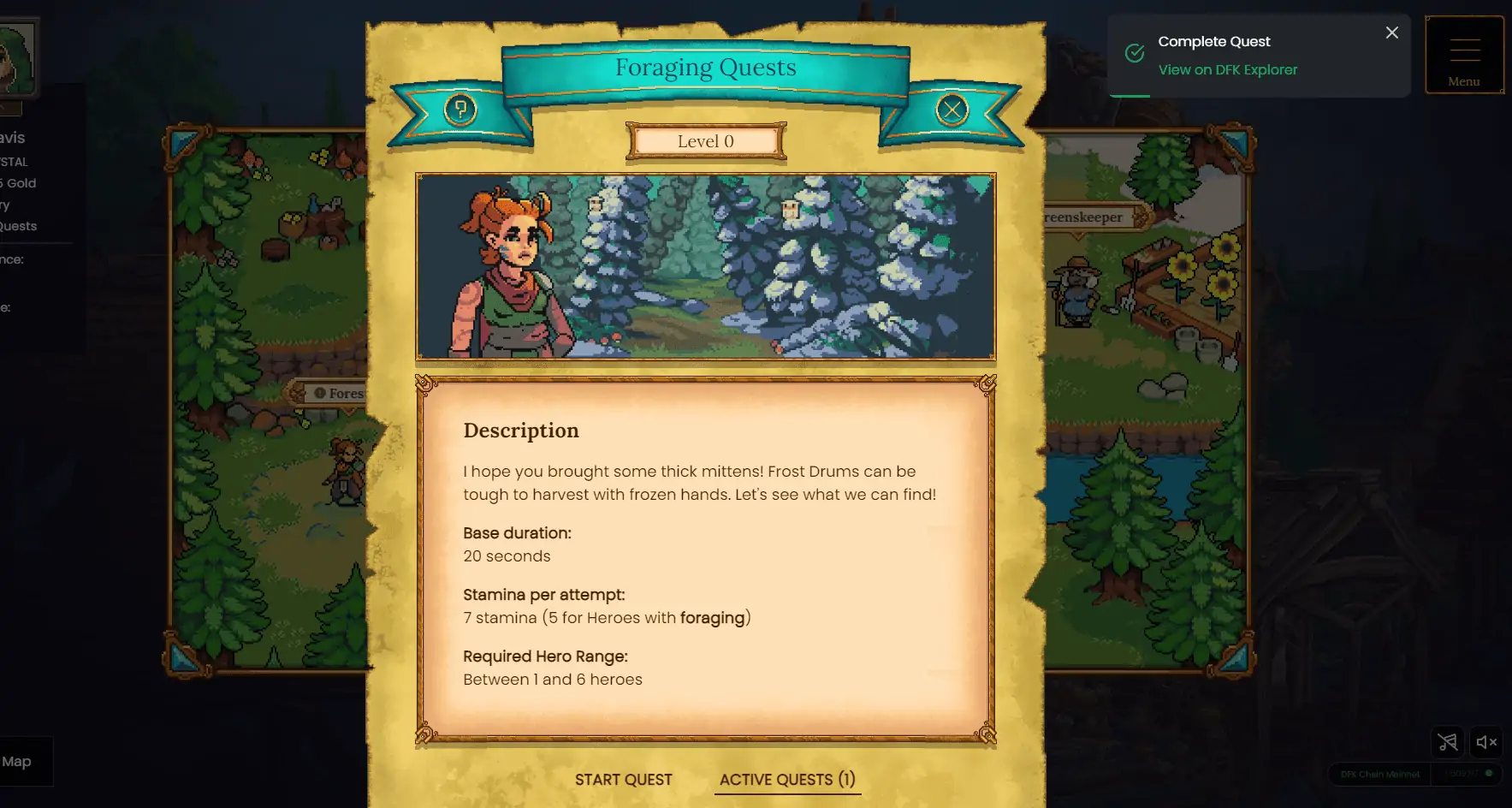 DeFi quest completion and NFT rewards