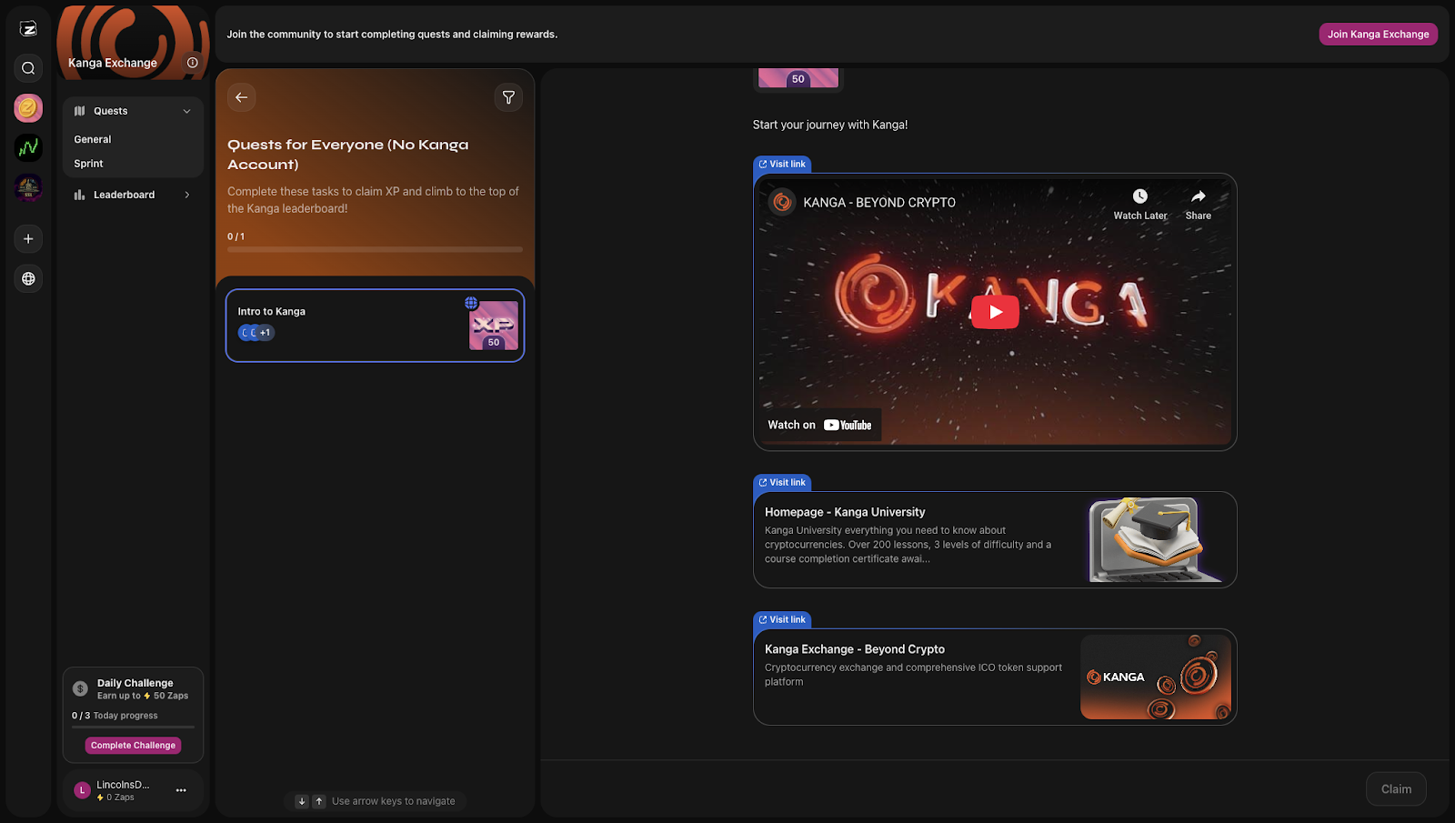 DeFi staking gamification XP quests leaderboard interface