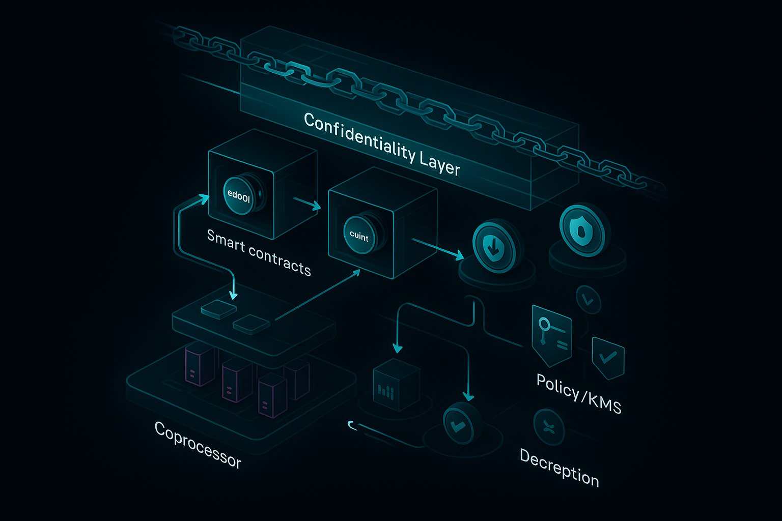 Zama fhEVM confidential smart contract architecture diagram
