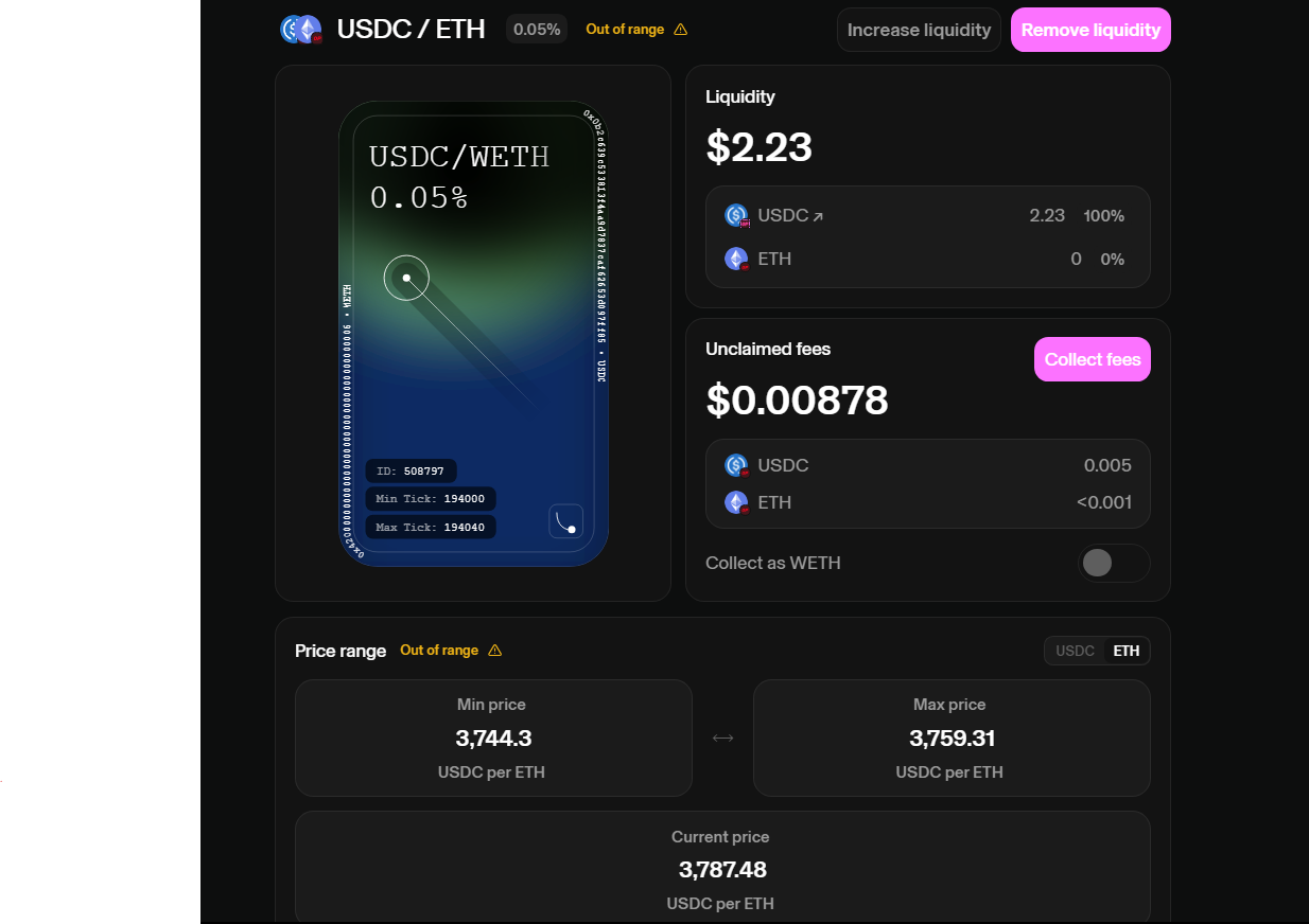 PAXG USDC liquidity pool Uniswap interface