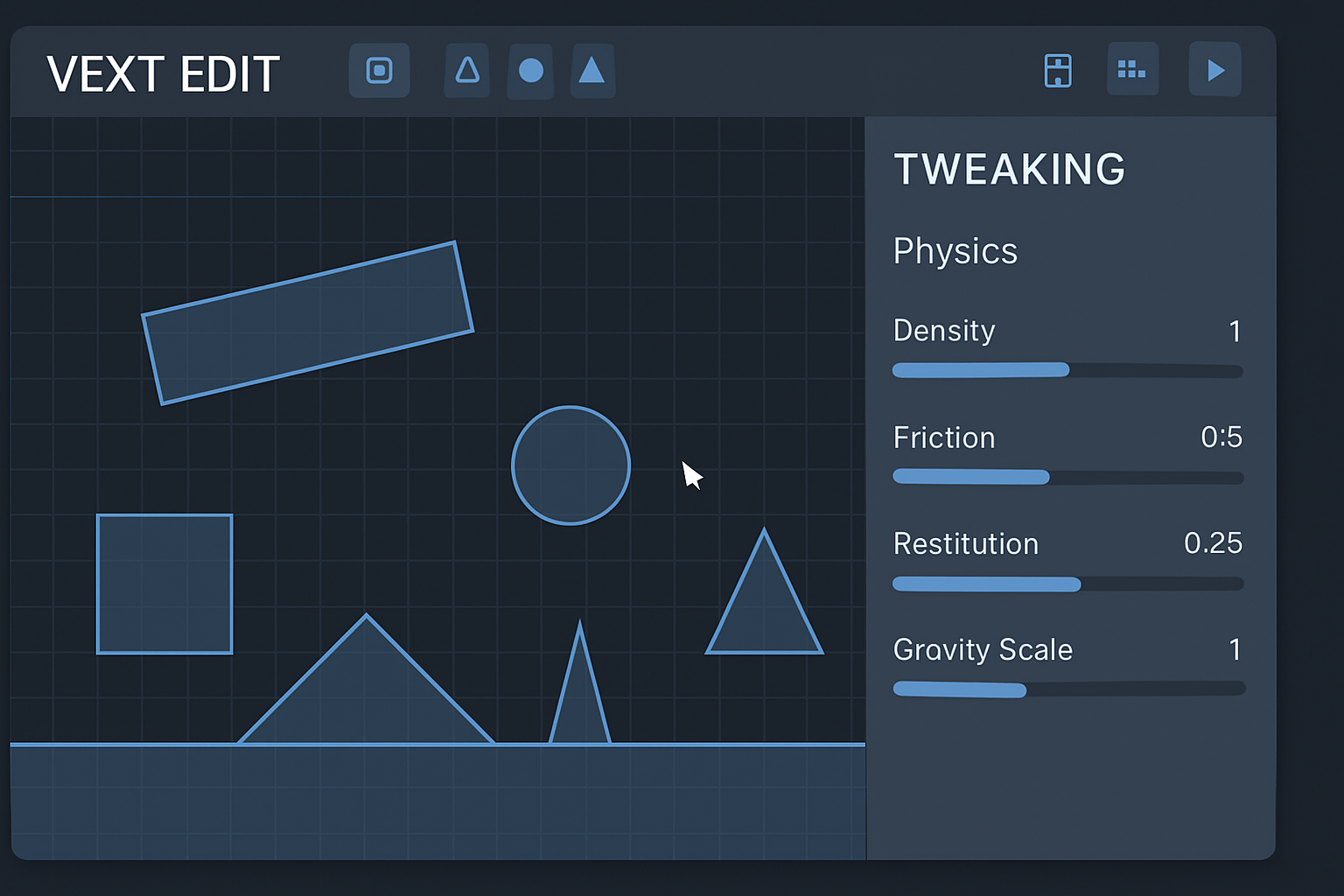 Vext Edit physics tweaking level editor
