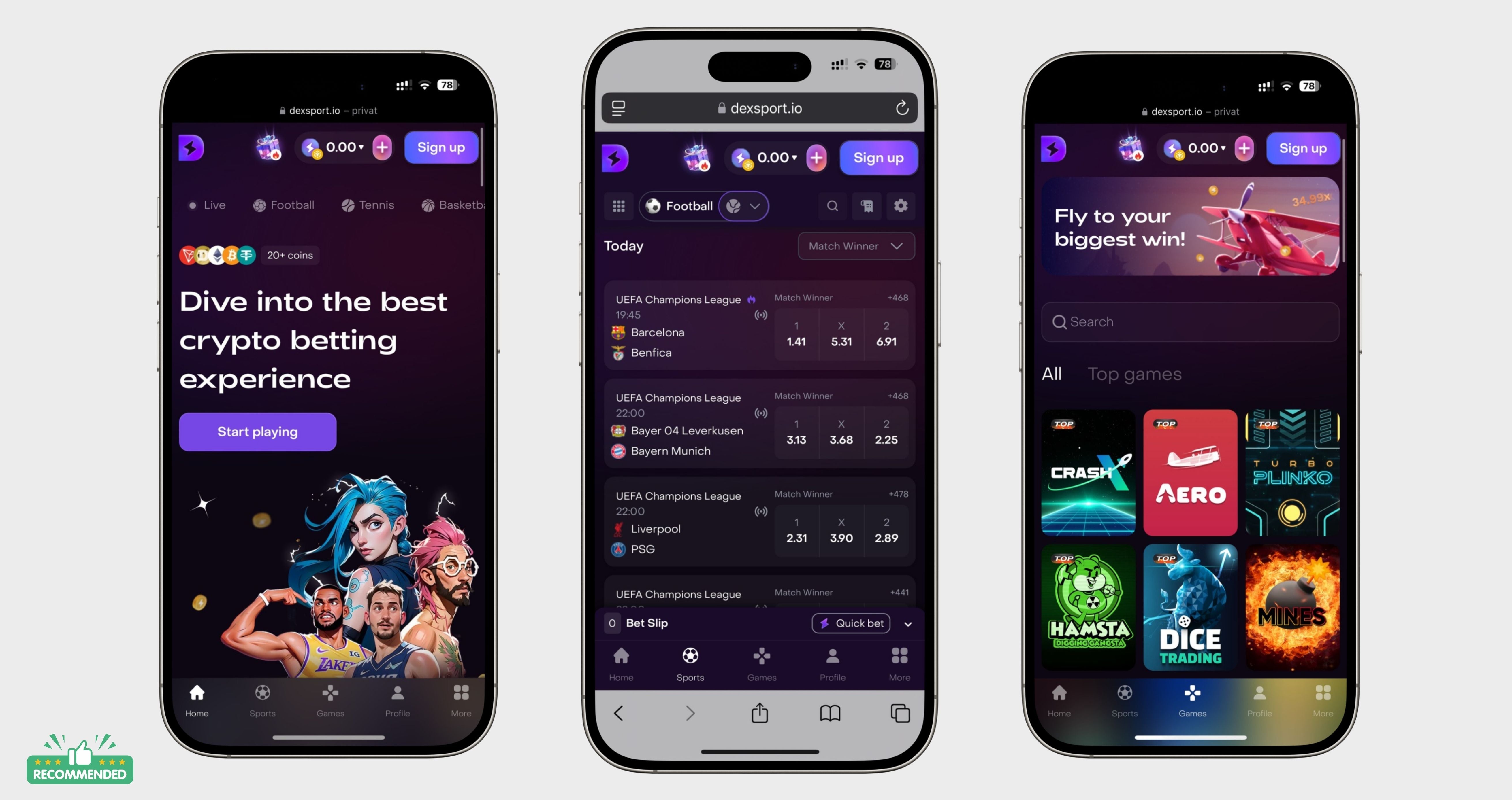 Dexsport sportsbook privacy interface