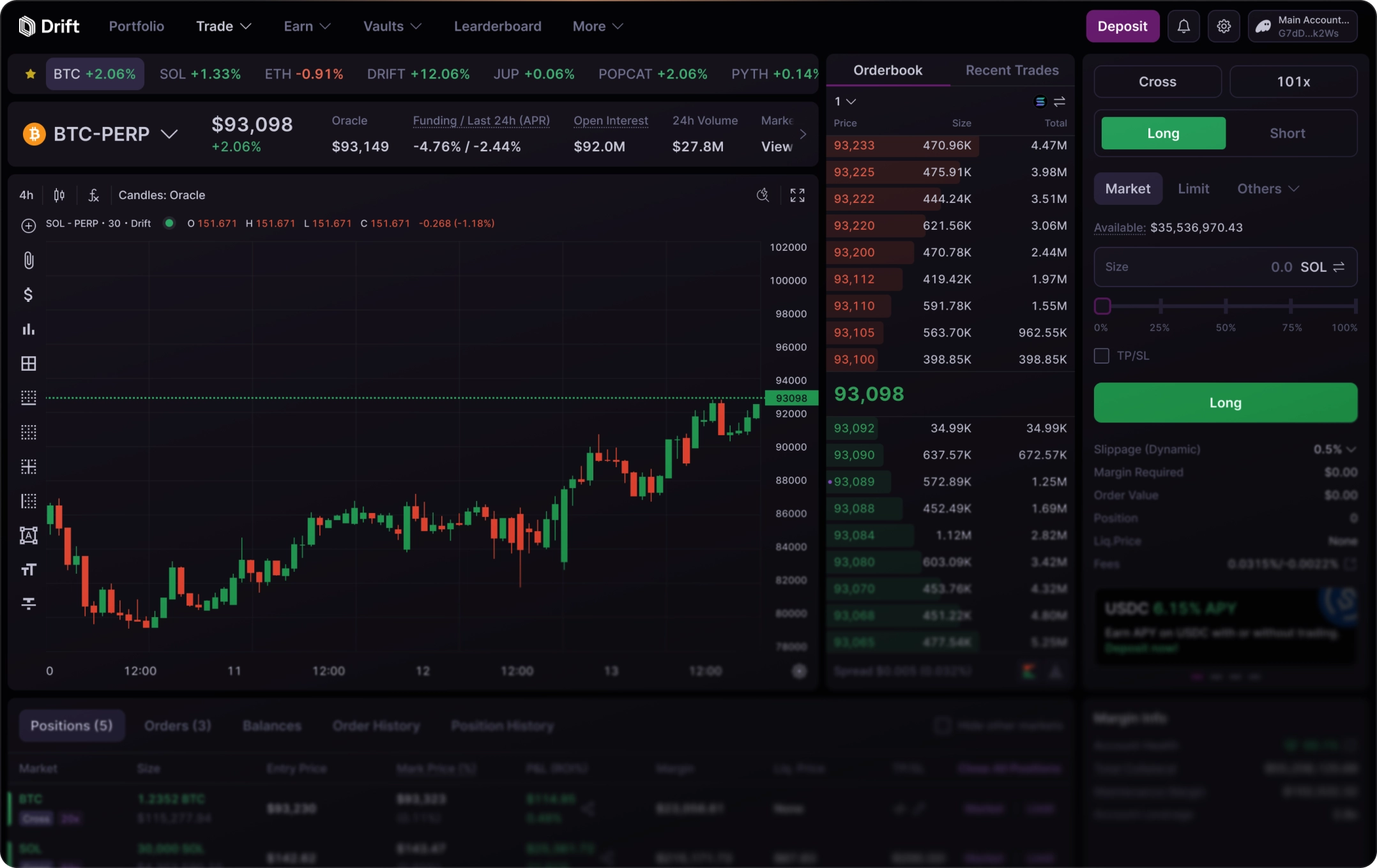 Drift Protocol Solana NVDAx perps 20x
