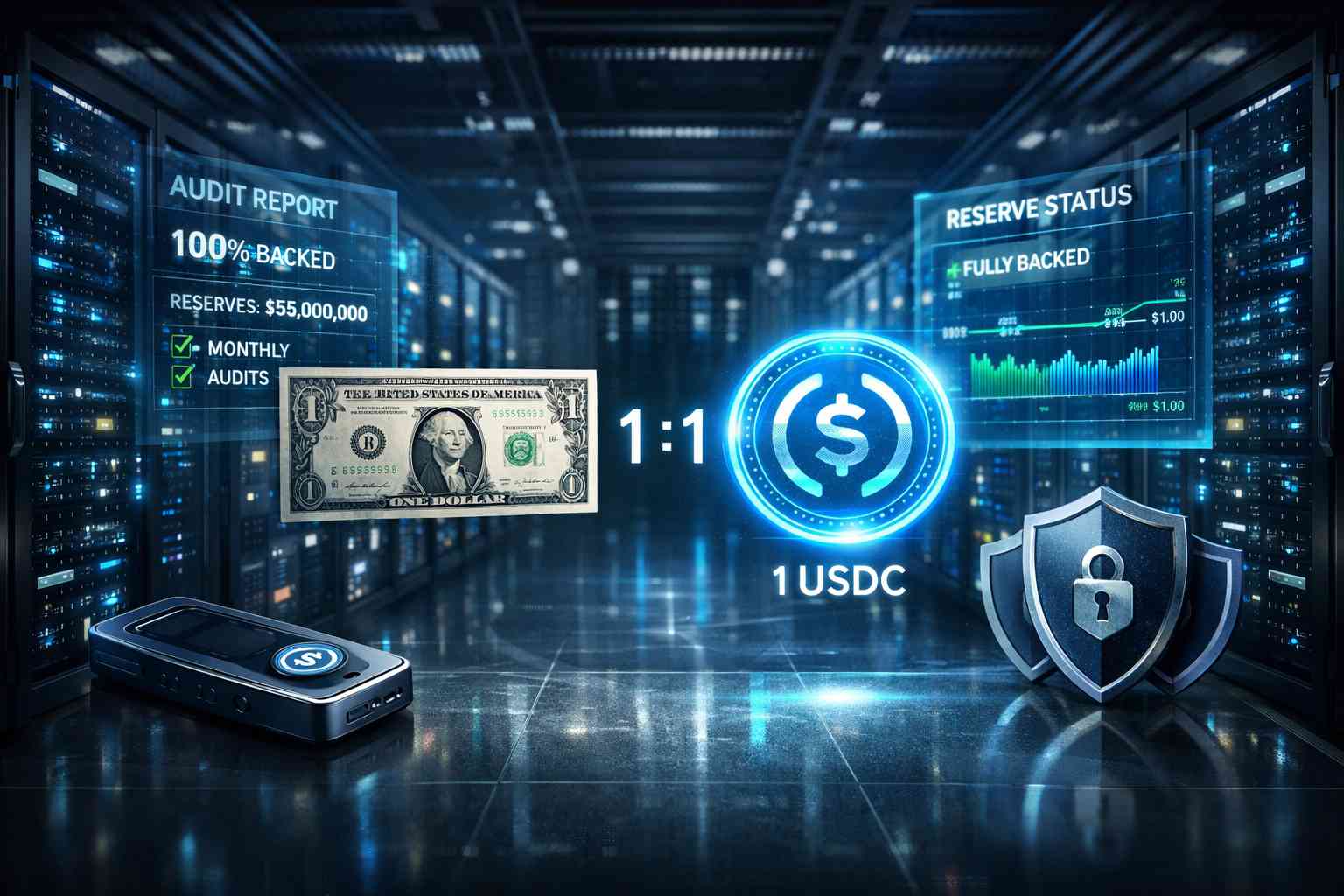 USDC stablecoin football shield icon