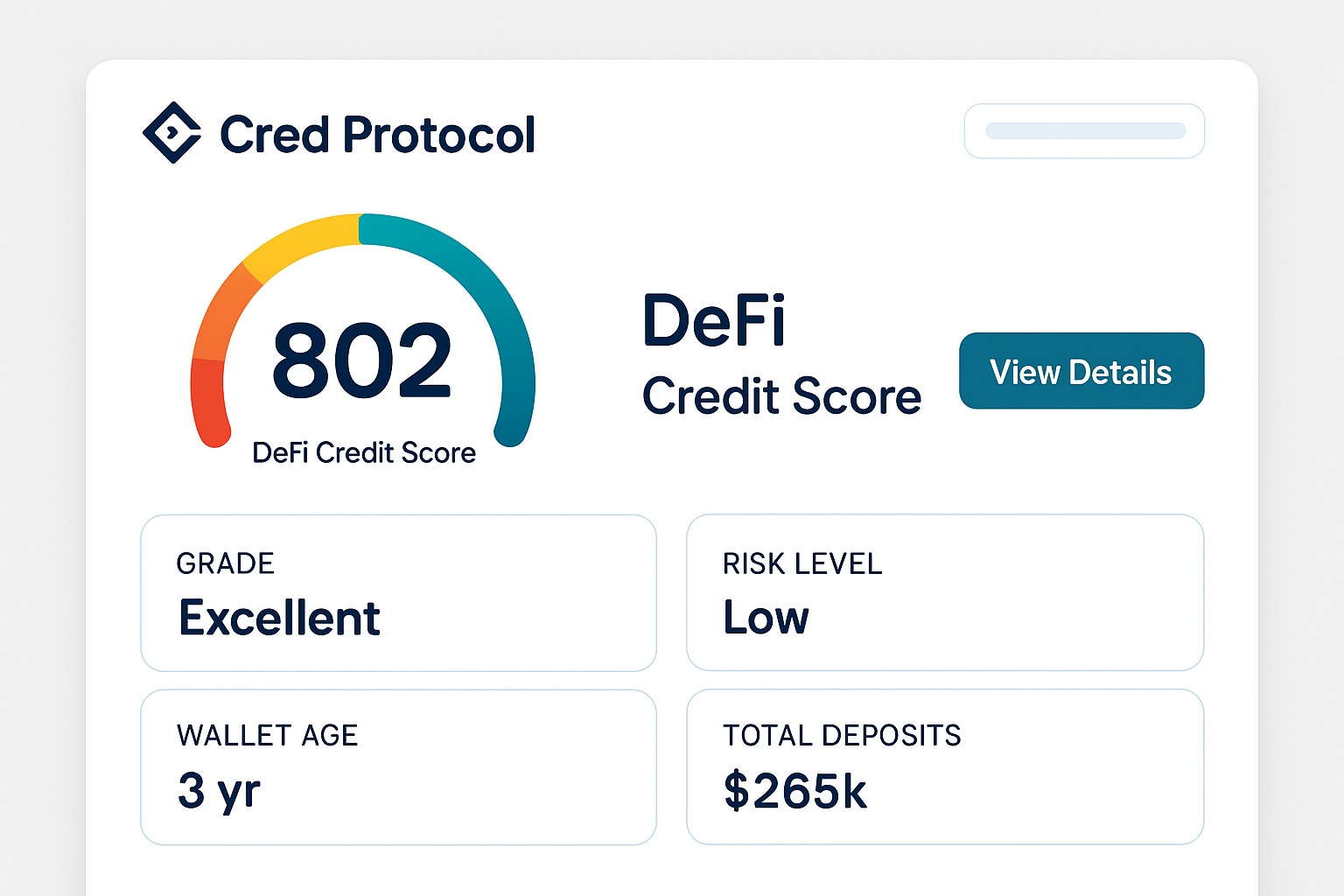 Cred Protocol DeFi credit score interface