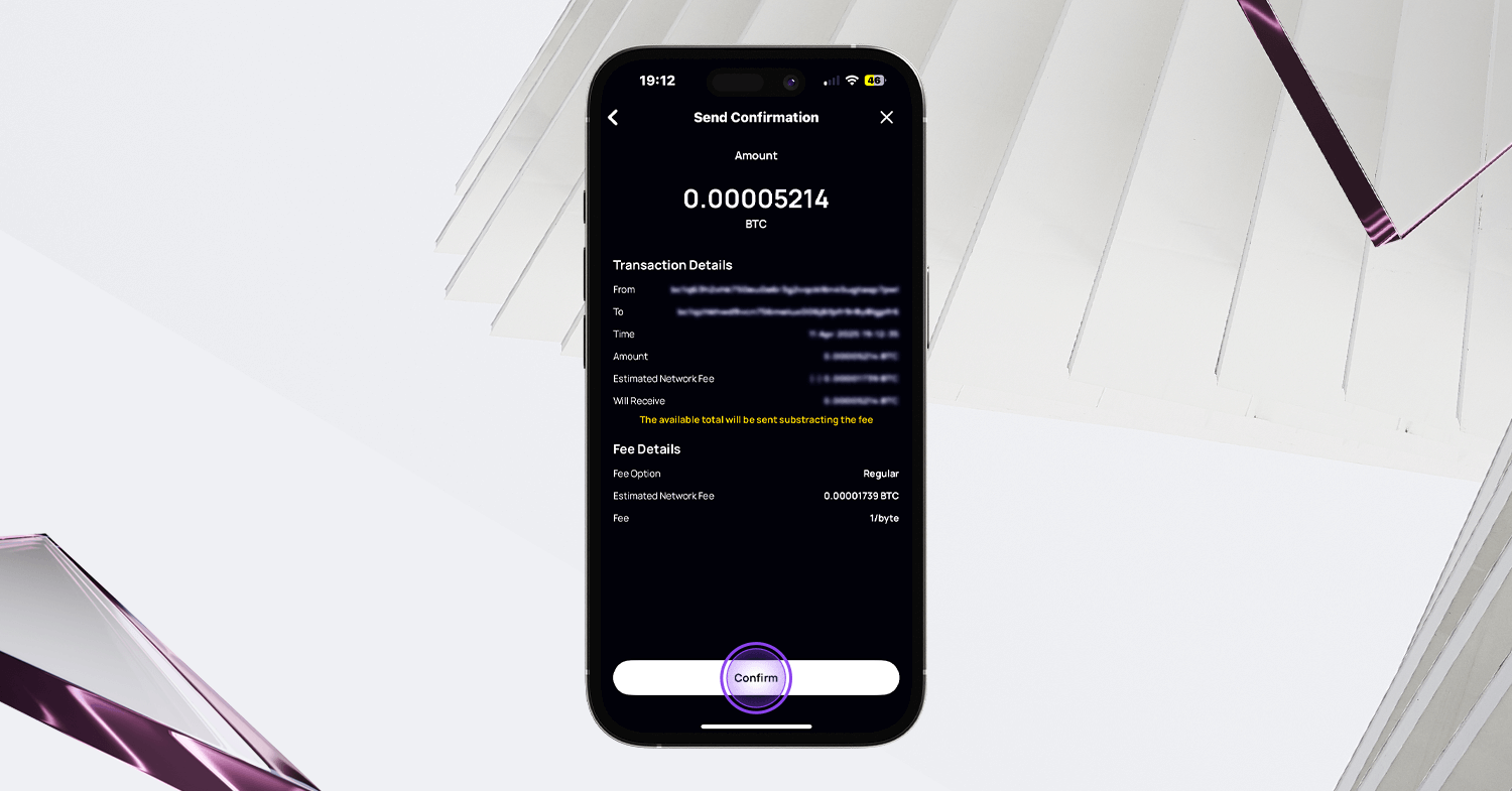 crypto wallet small test transfer