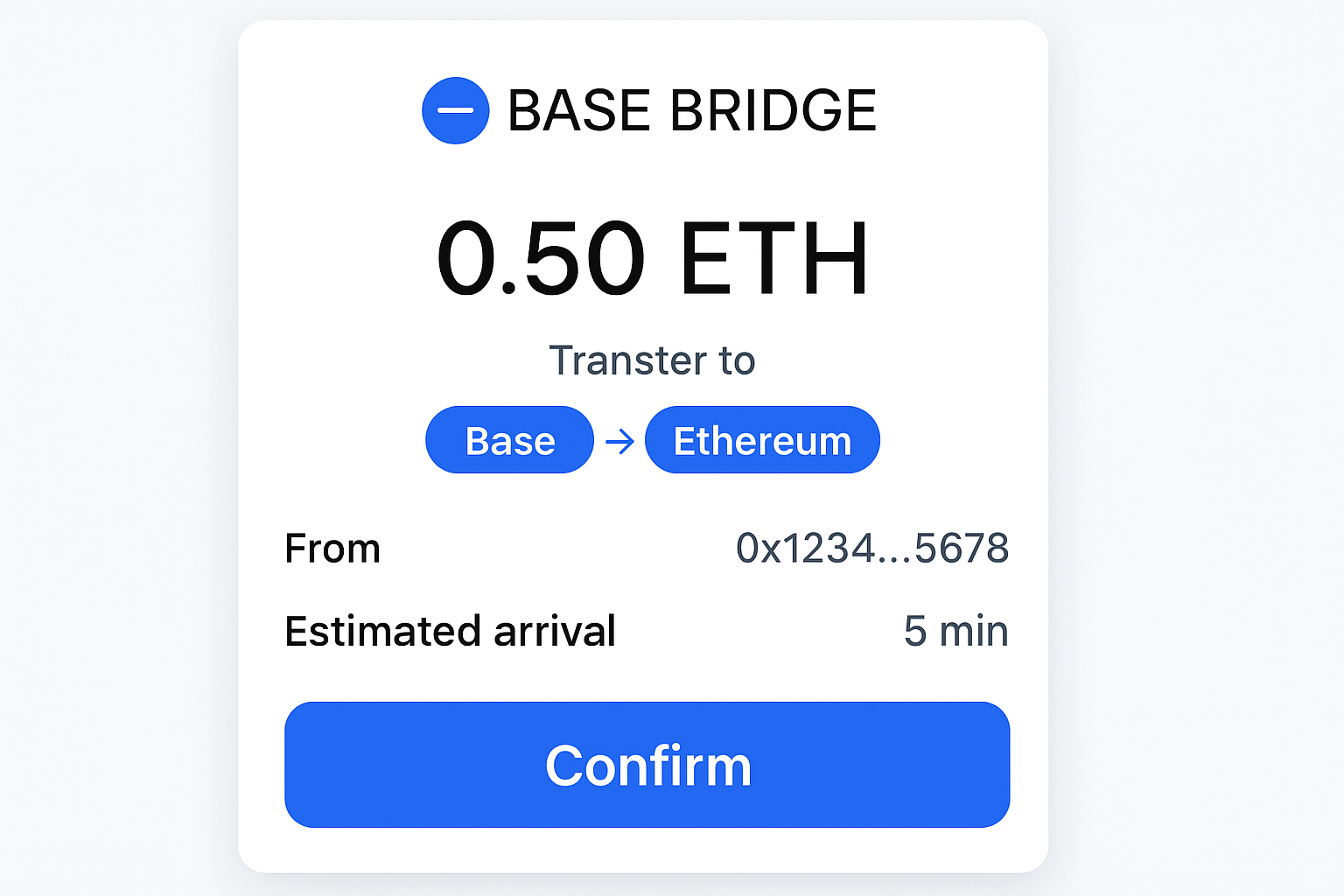 Base Bridge ETH transfer screenshot