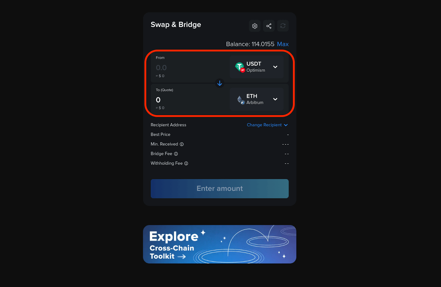 Coinbase Wallet app bridge feature screenshot