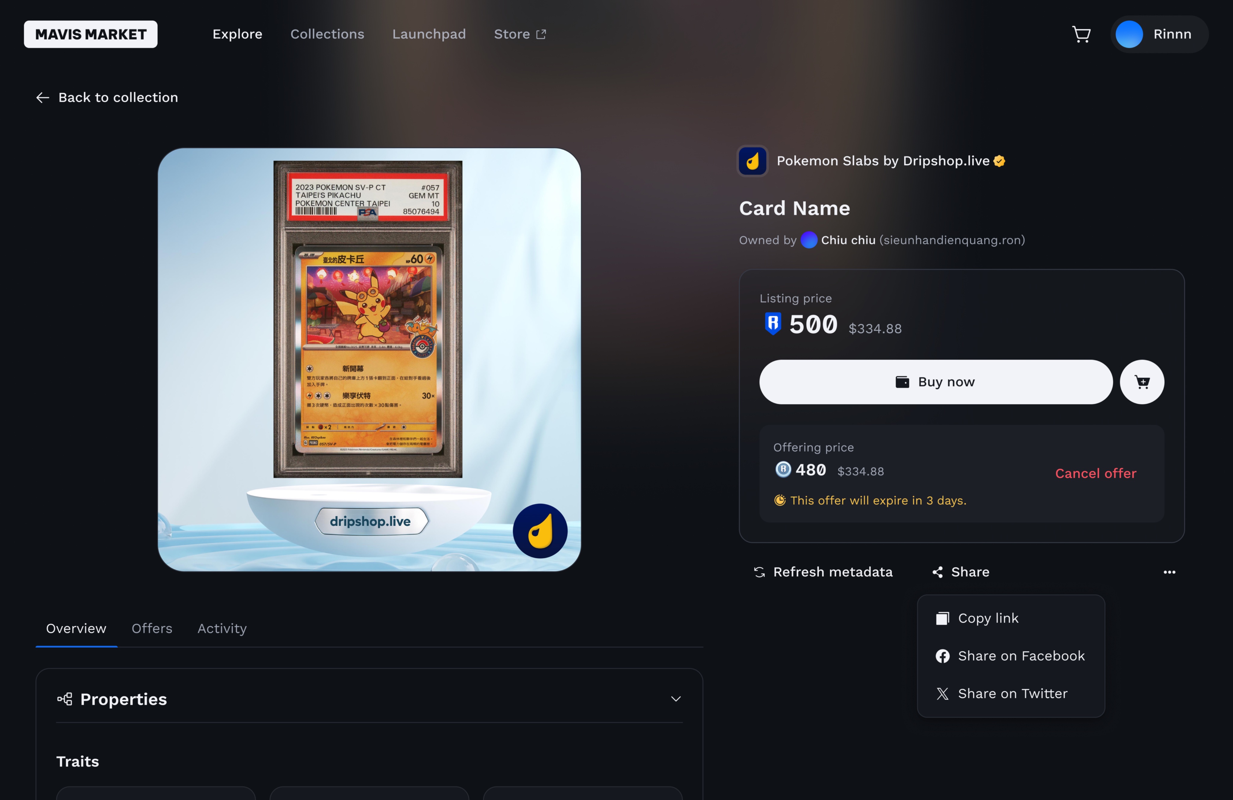 Pokémon card NFT redemption process