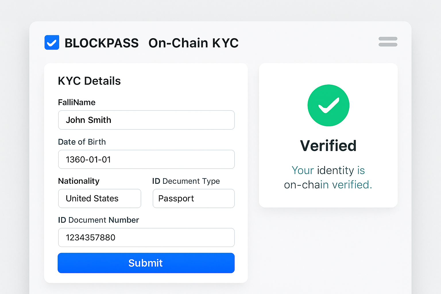 Blockpass On-Chain KYC user interface