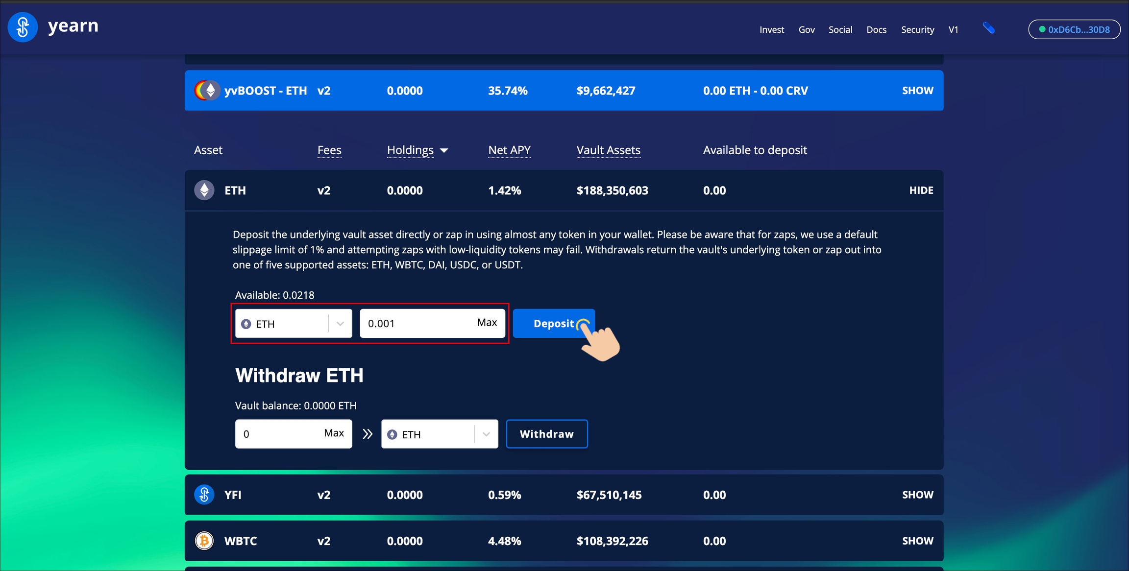 Yearn Finance V3 vault interface