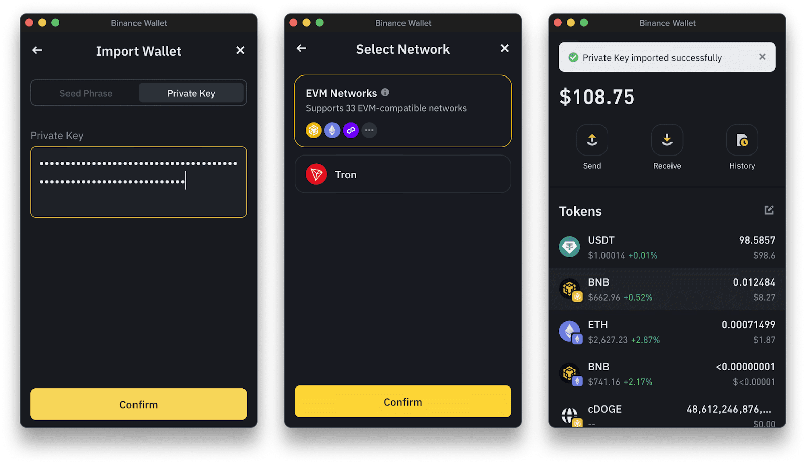 Binance Wallet Extension connecting to DApps