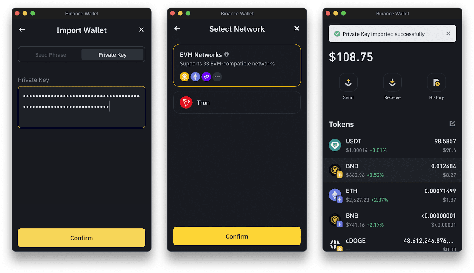 Binance Wallet Extension keyless MPC technology