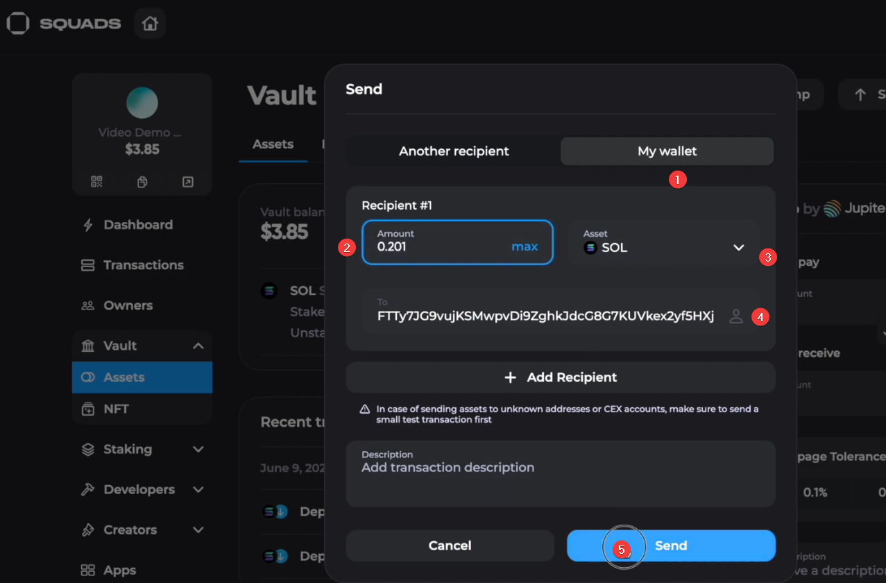 BitGo multisig wallet interface