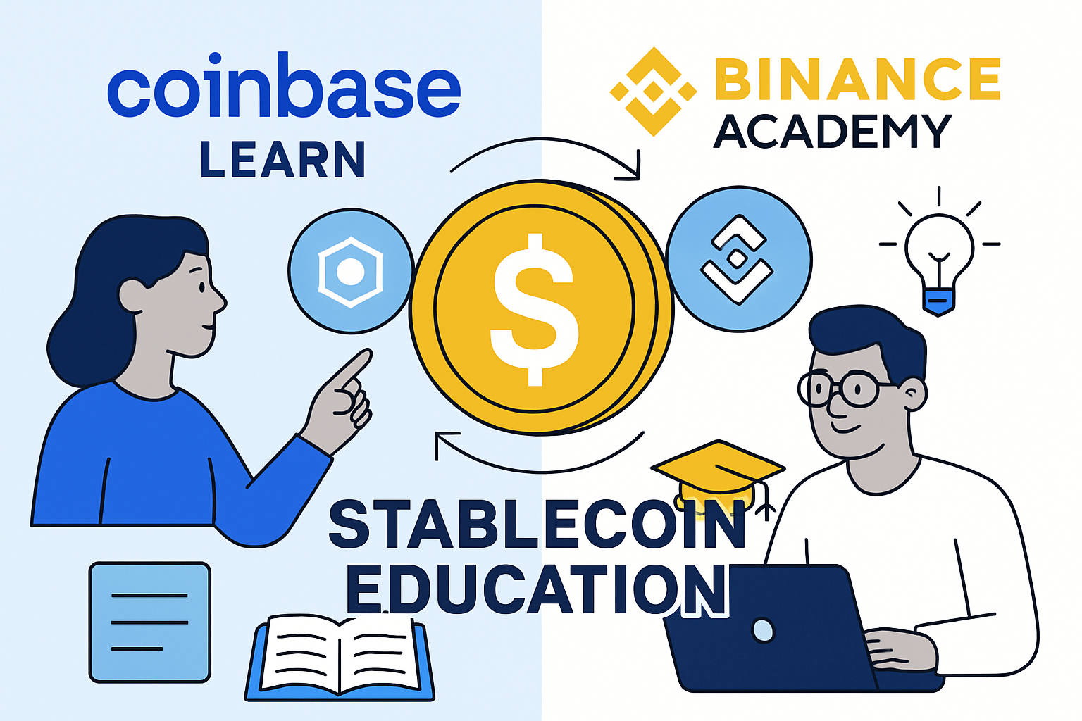 Coinbase Learn Binance Academy stablecoin education