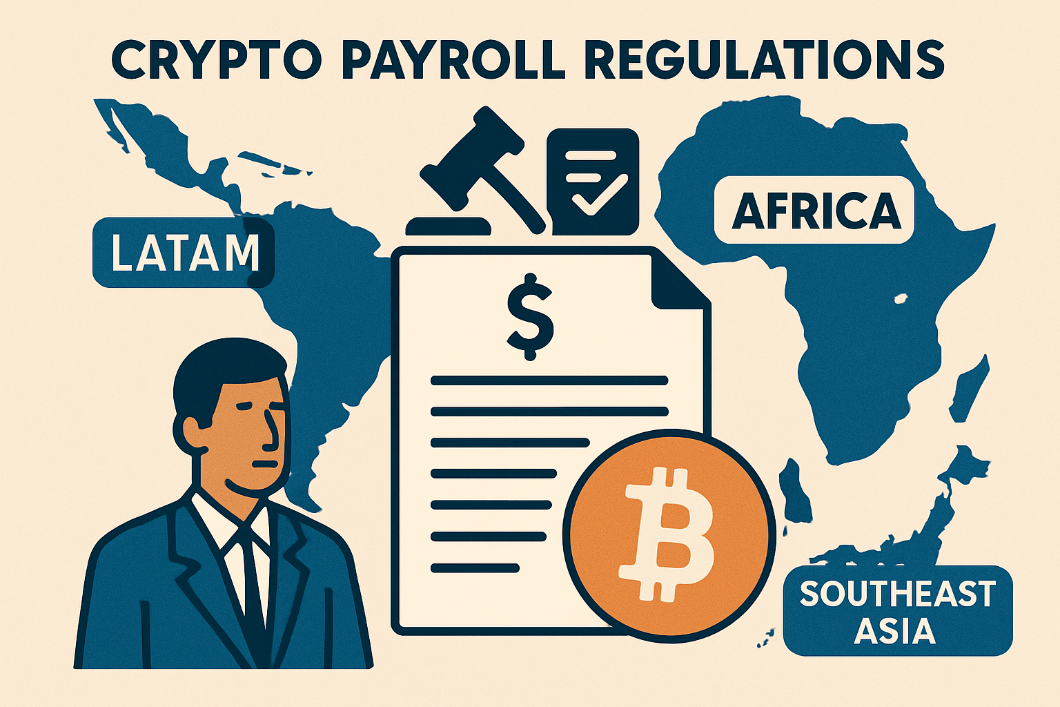 crypto payroll regulations LATAM Africa Southeast Asia
