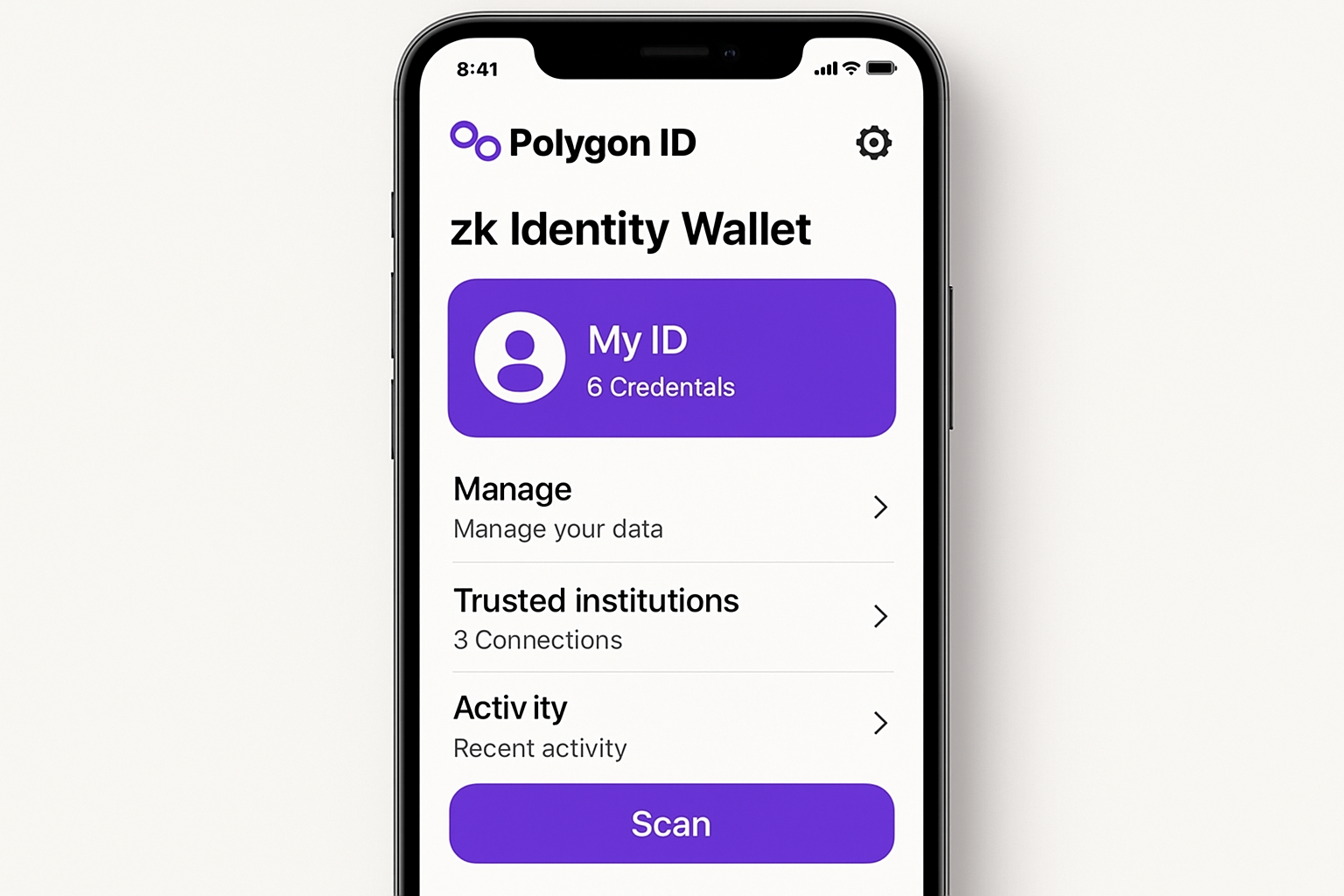 Polygon ID zk identity wallet interface