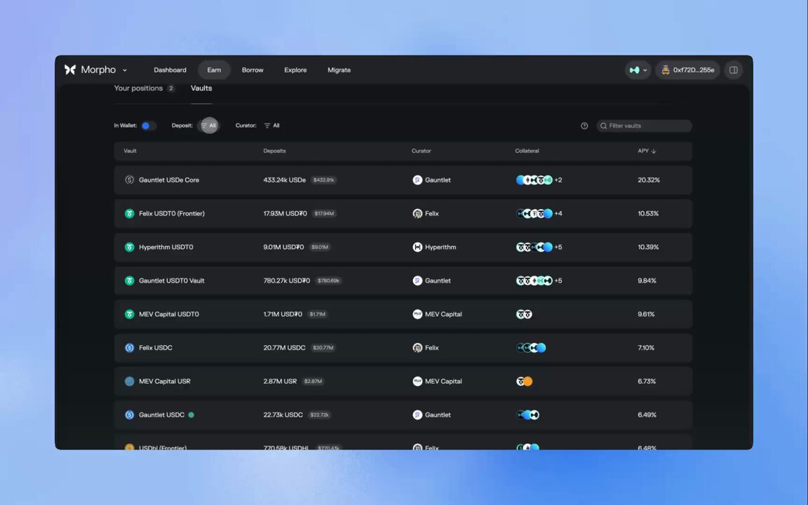 Morpho Blue USDC lending vault UI