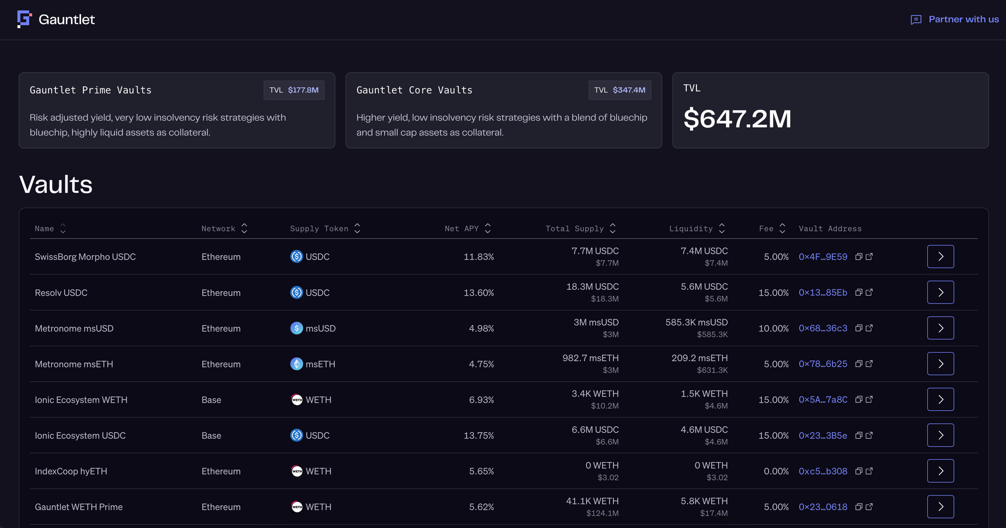 Morpho Blue USDC lending vault user interface