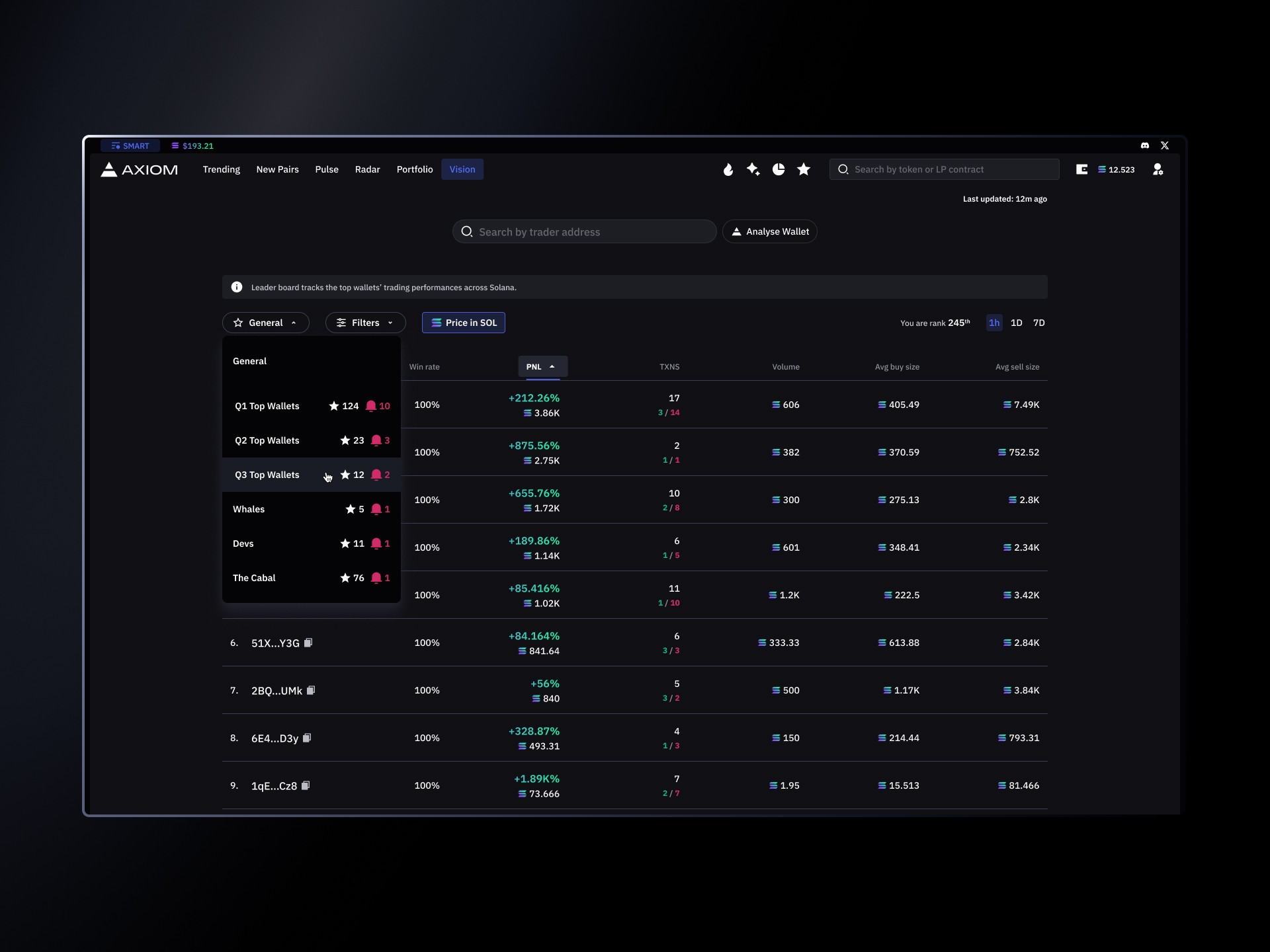 Trust Wallet referral leaderboard interface