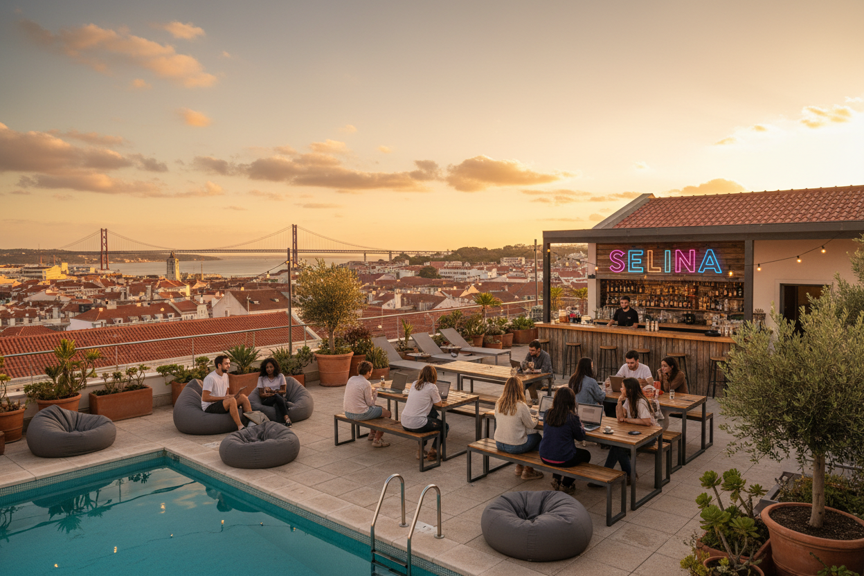 Selina Lisbon coliving rooftop
