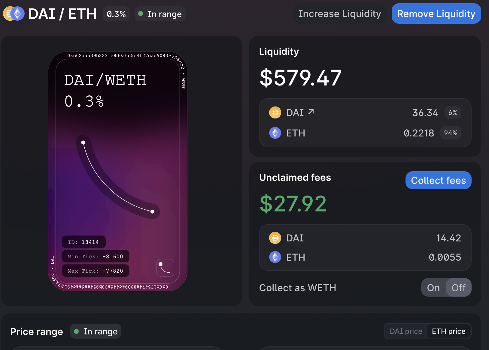 Uniswap dynamic transaction fees interface