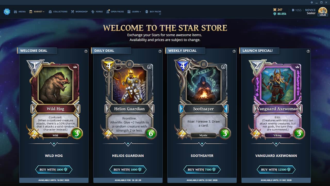 Gods Unchained NFT card arena