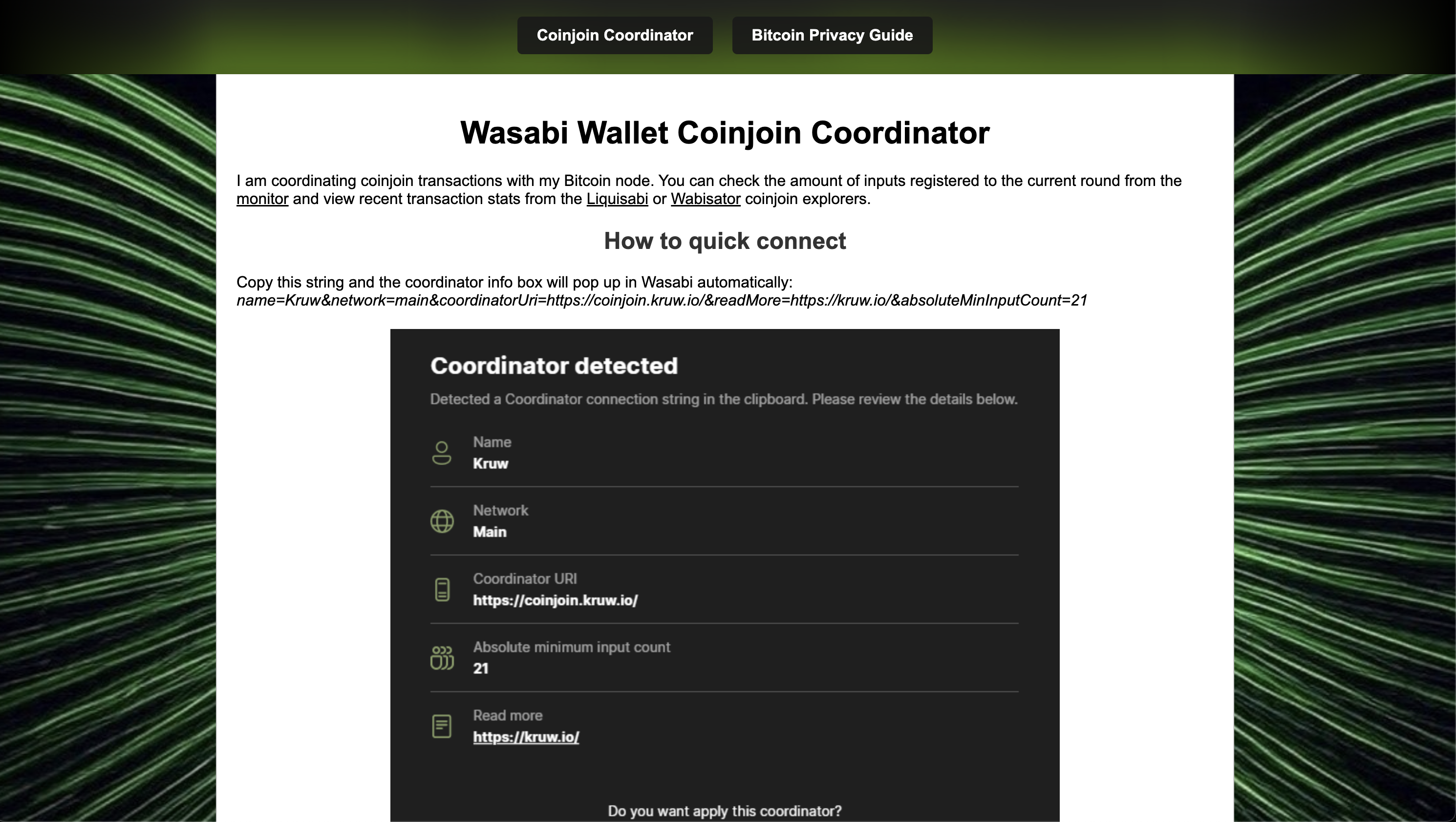 Wasabi Wallet CoinJoin privacy feature