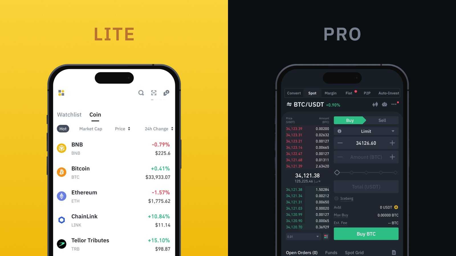 Binance or Coinbase crypto exchange interface