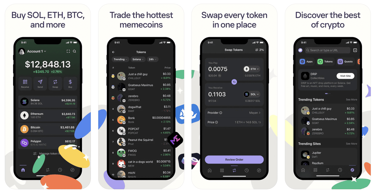 Phantom wallet in-app token swap interface