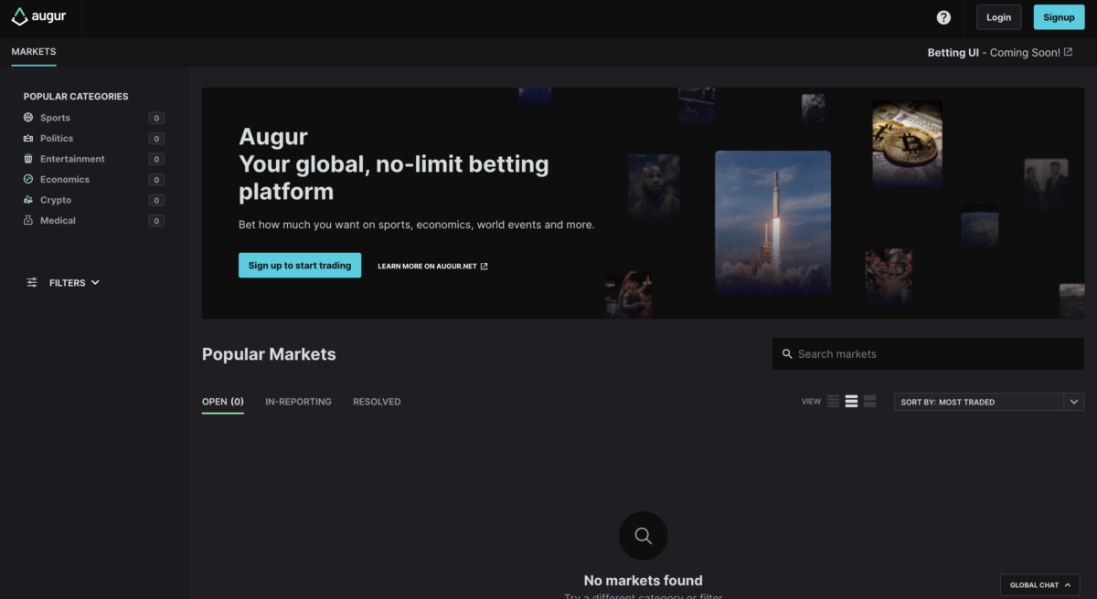 Augur prediction market sports betting platform