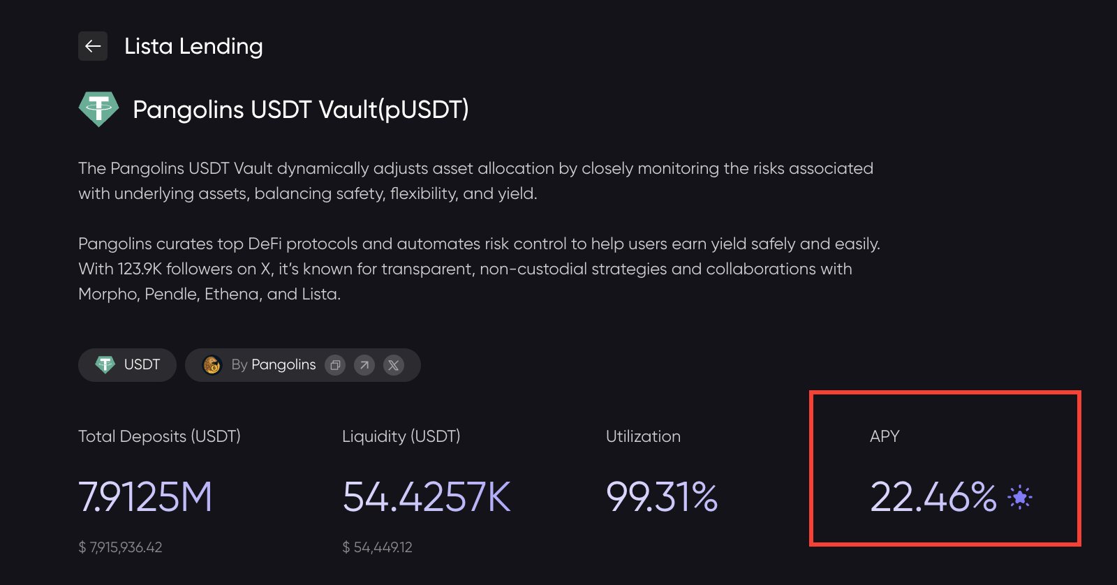 Binance Mitosis vault APY rates screenshot