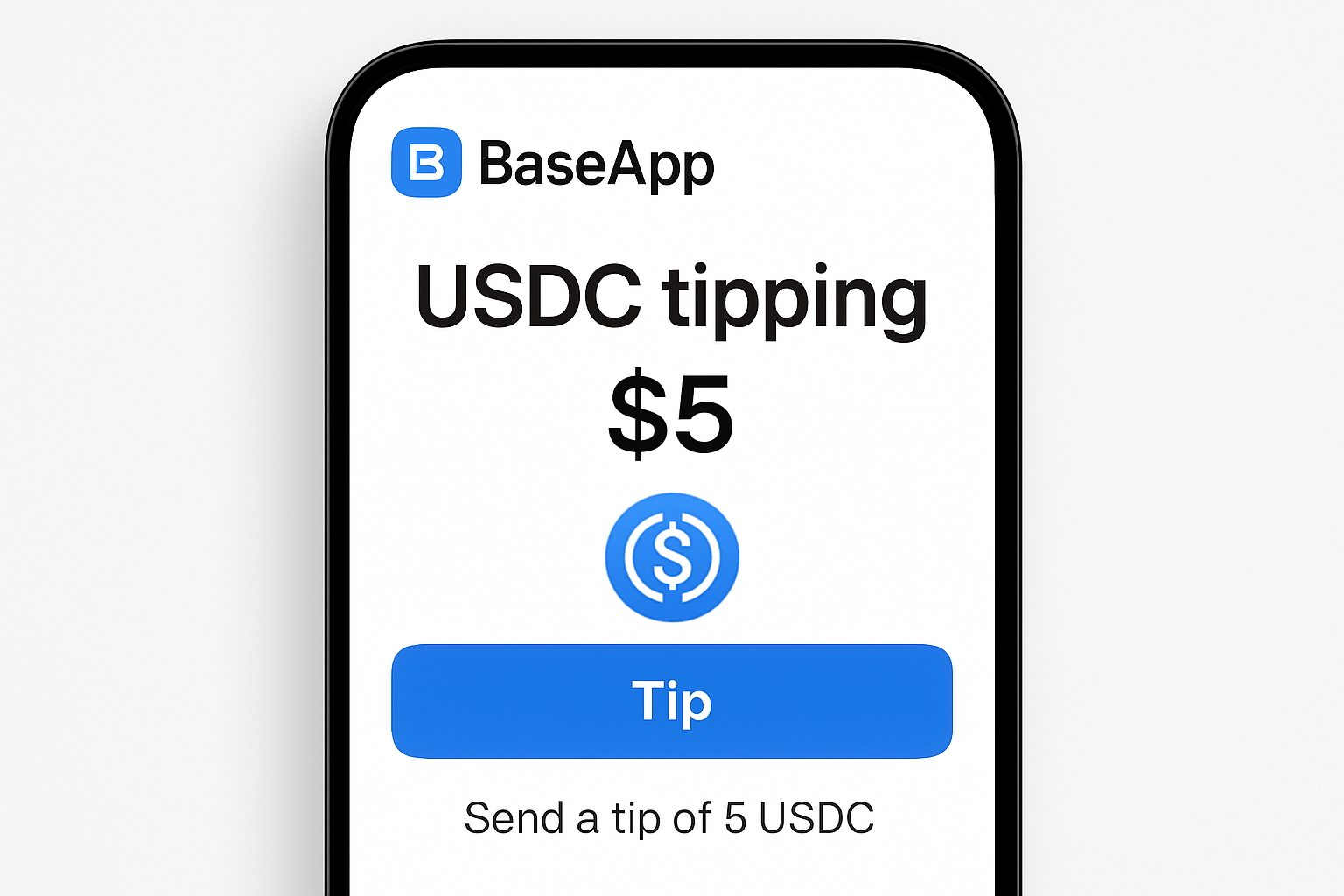 BaseApp USDC tipping feature