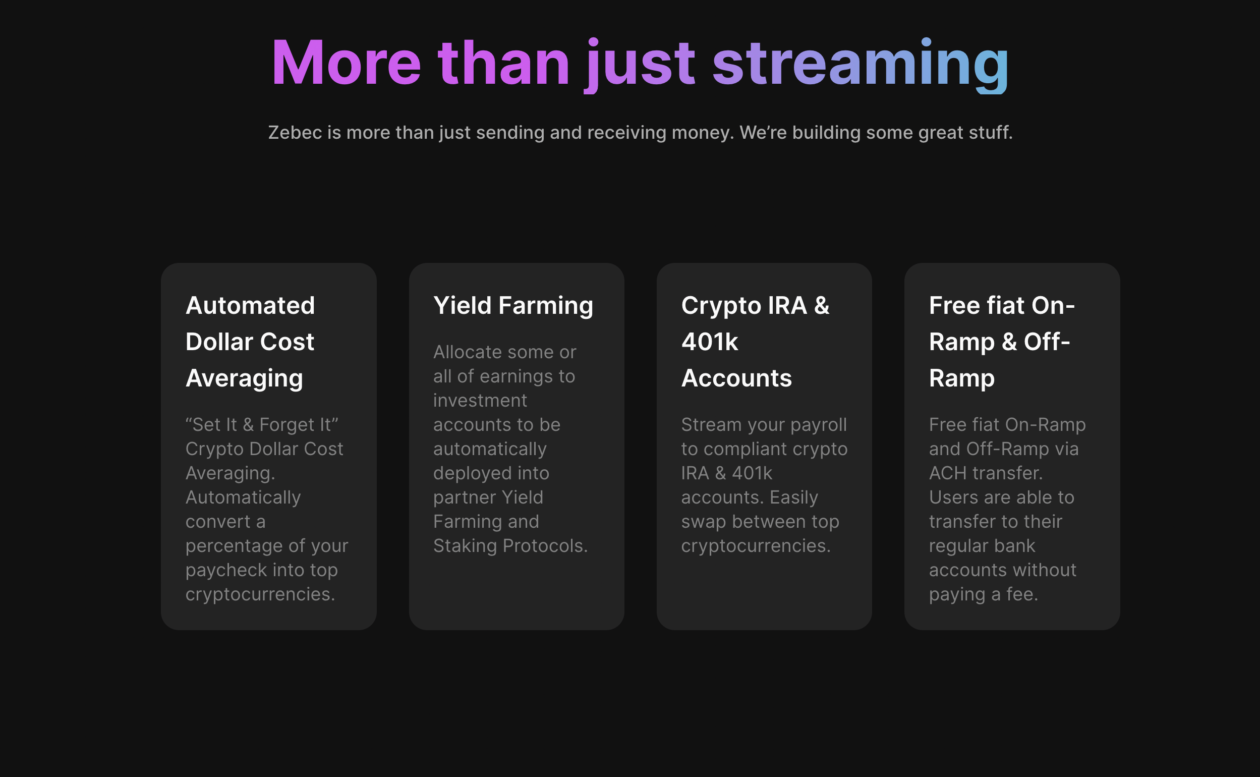 Zebec real-time wage streaming in action